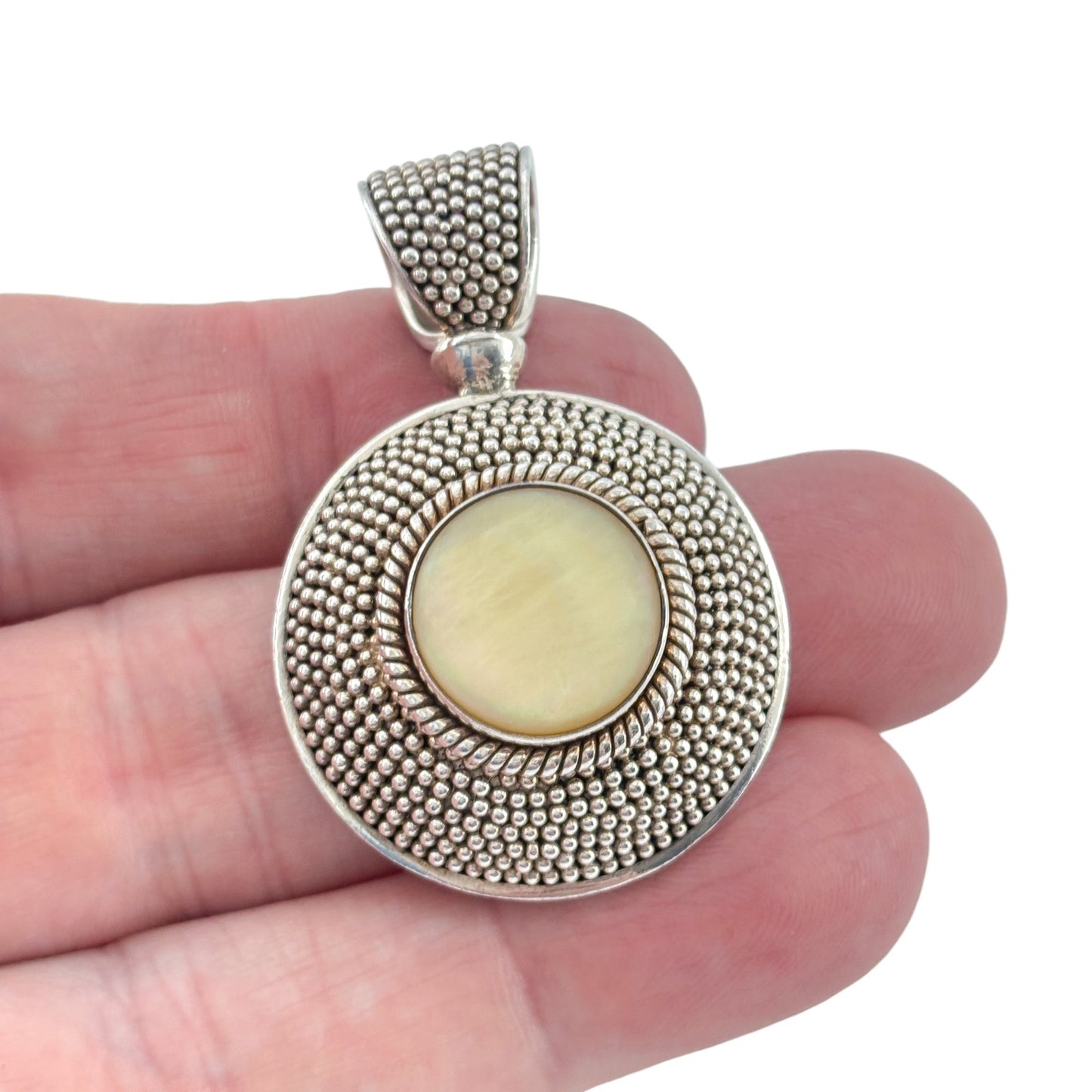 Vintage Sterling Silver 925 Mother of Pearl Pendant