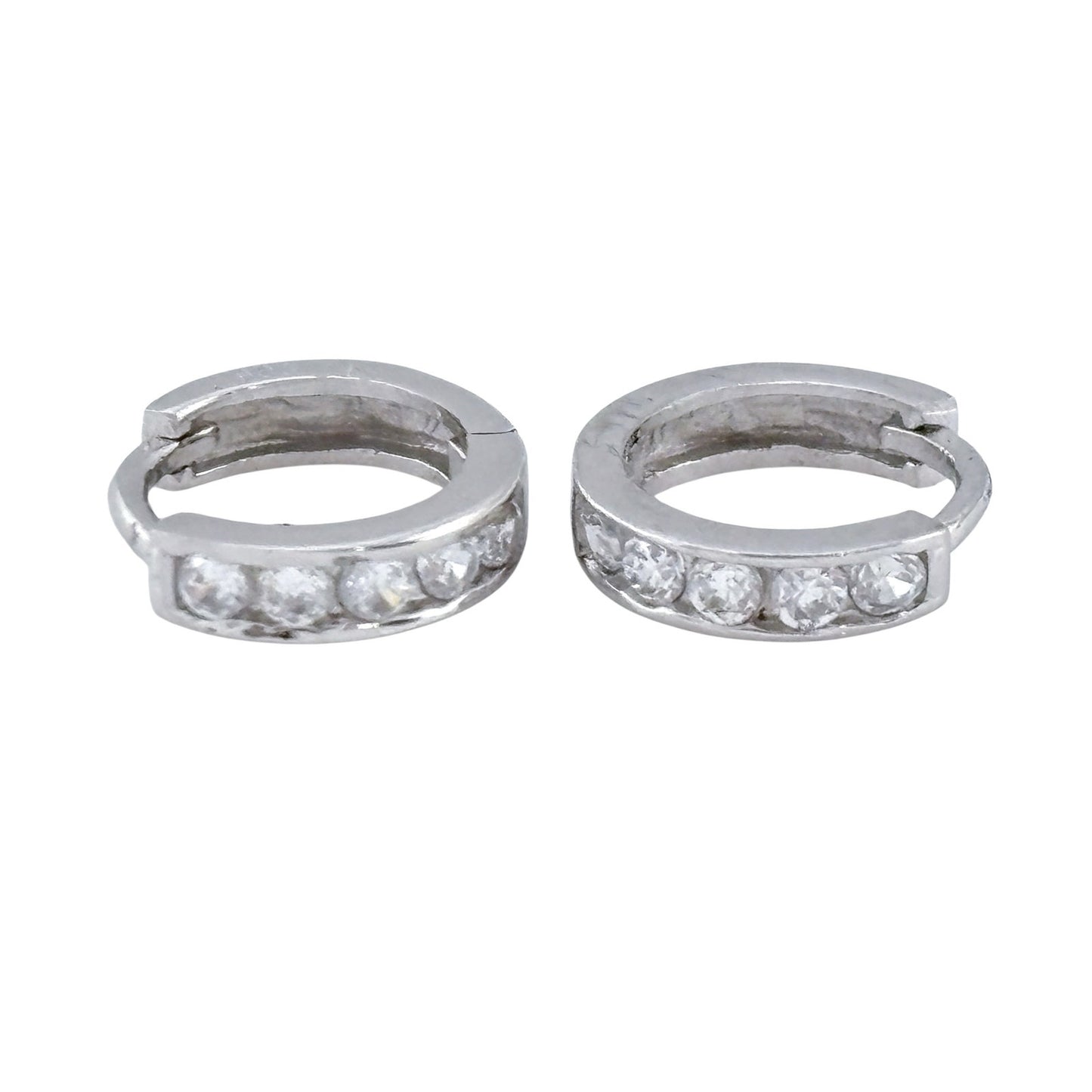 Vintage Sterling Silver 925 Cubic Zirconia Hoop Earrings