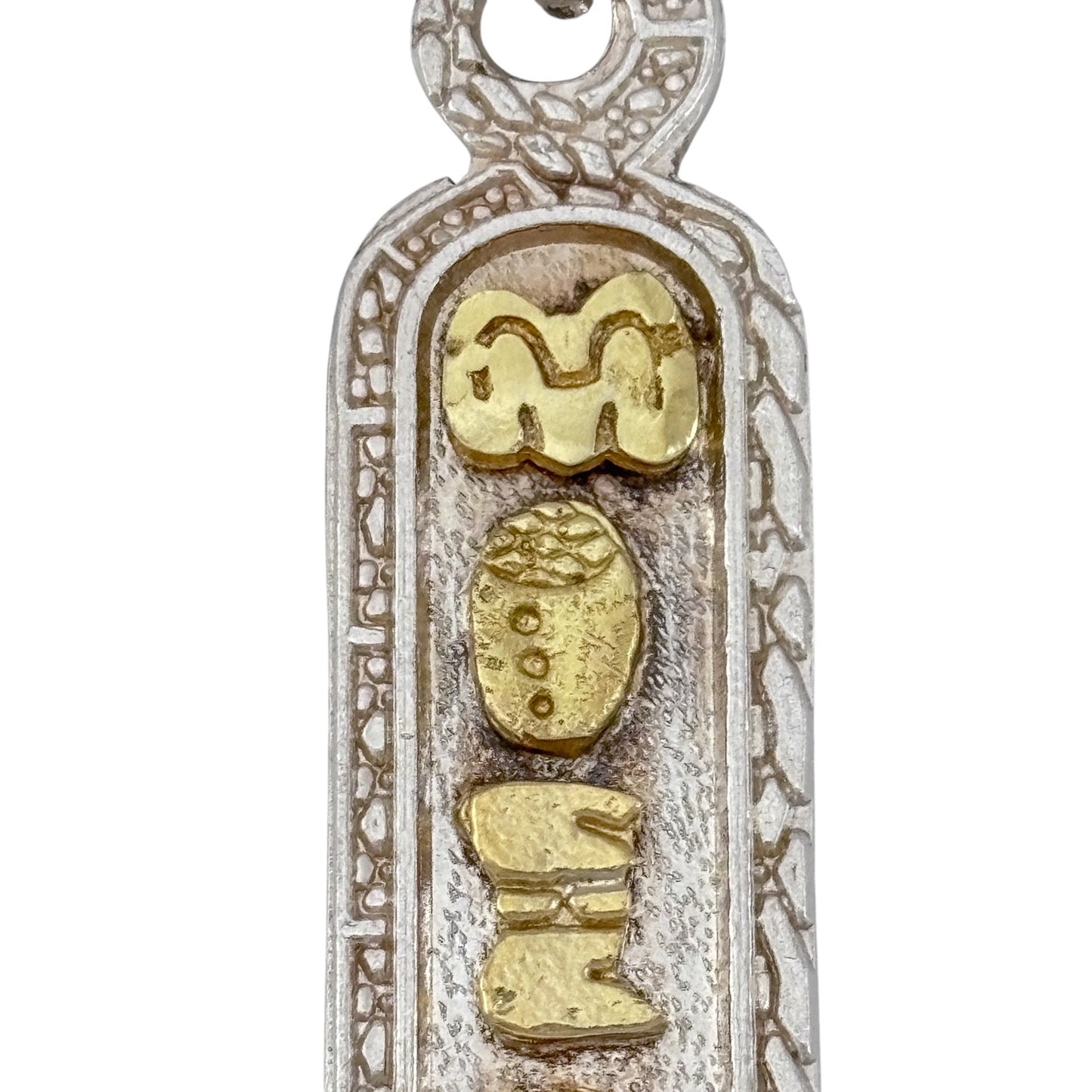 Vintage Mexican El Tigro 14K Gold Sterling Silver 925 Mayan Glyph Pendant