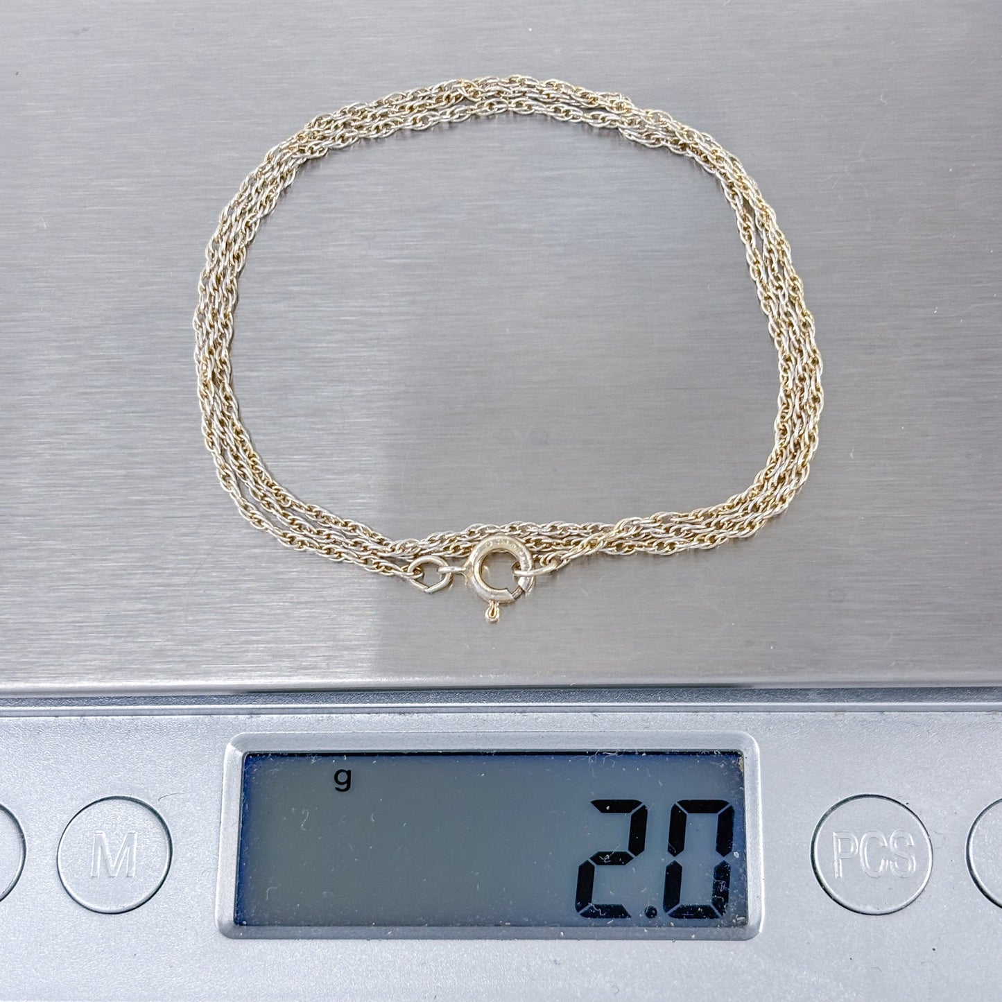 Vintage Sterling Silver 925 Rope Link Chain Necklace 18"