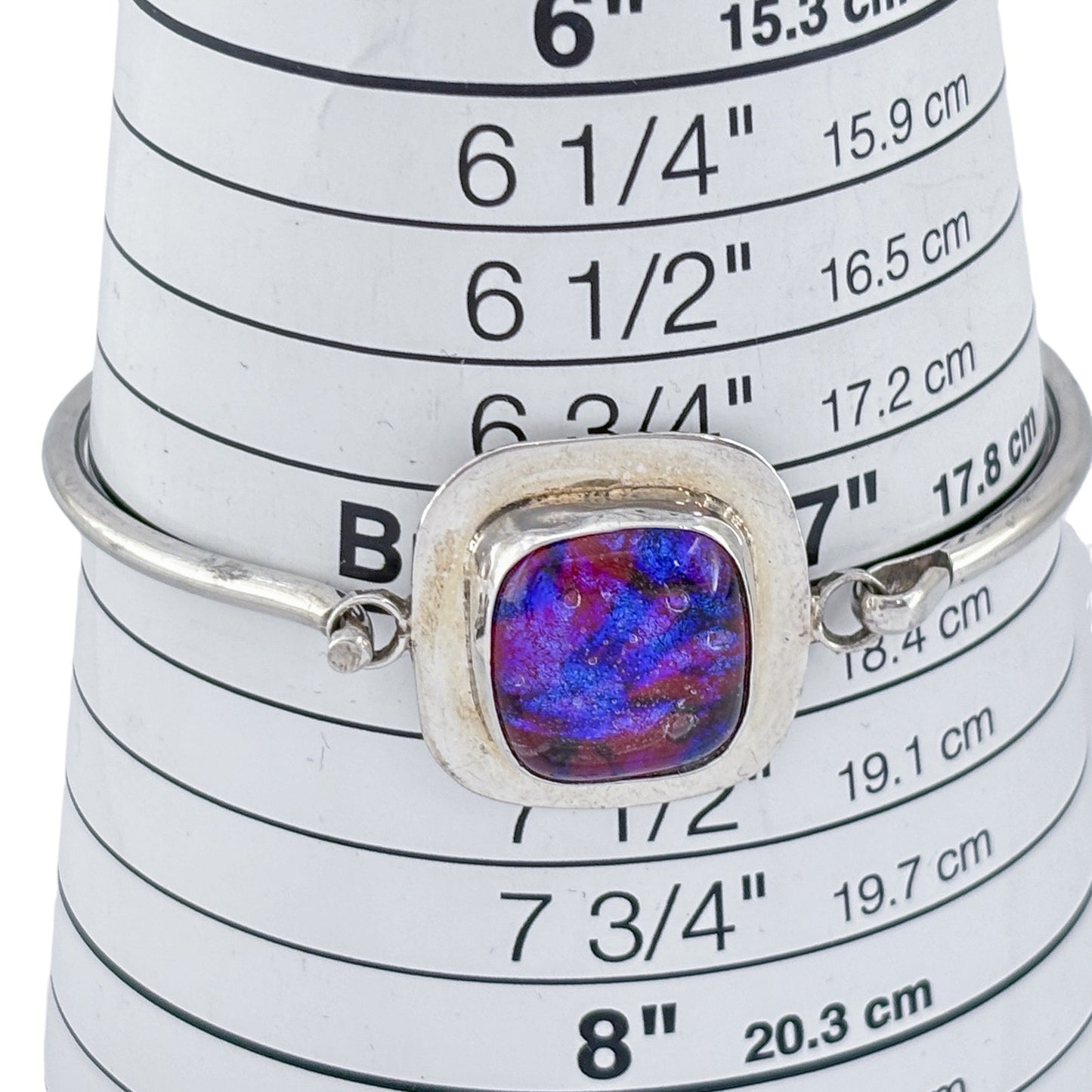 Vintage Sterling Silver 925 Square Dichroic Glass Bracelet 7"