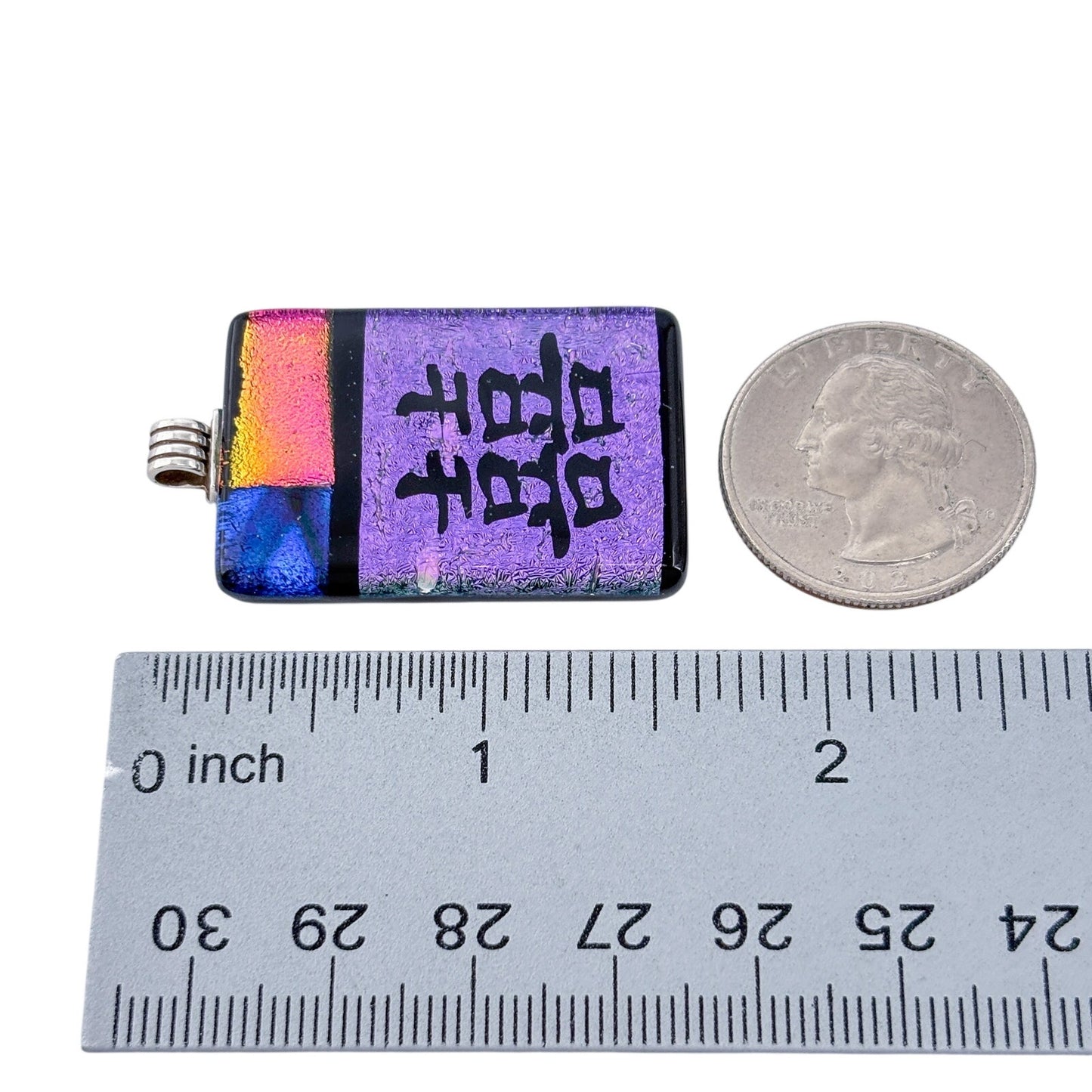 Vintage Sterling Silver 925 Dichroic Glass Double Happiness Pendant