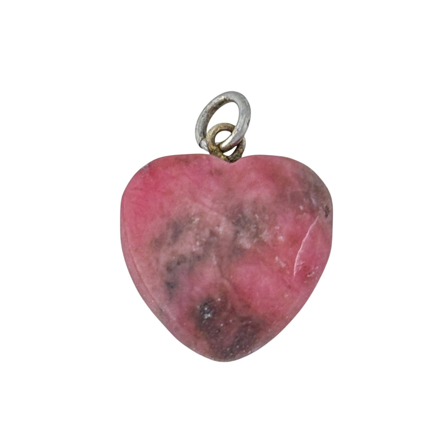 Vintage Sterling Silver 925 Rhodonite Heart Pendant