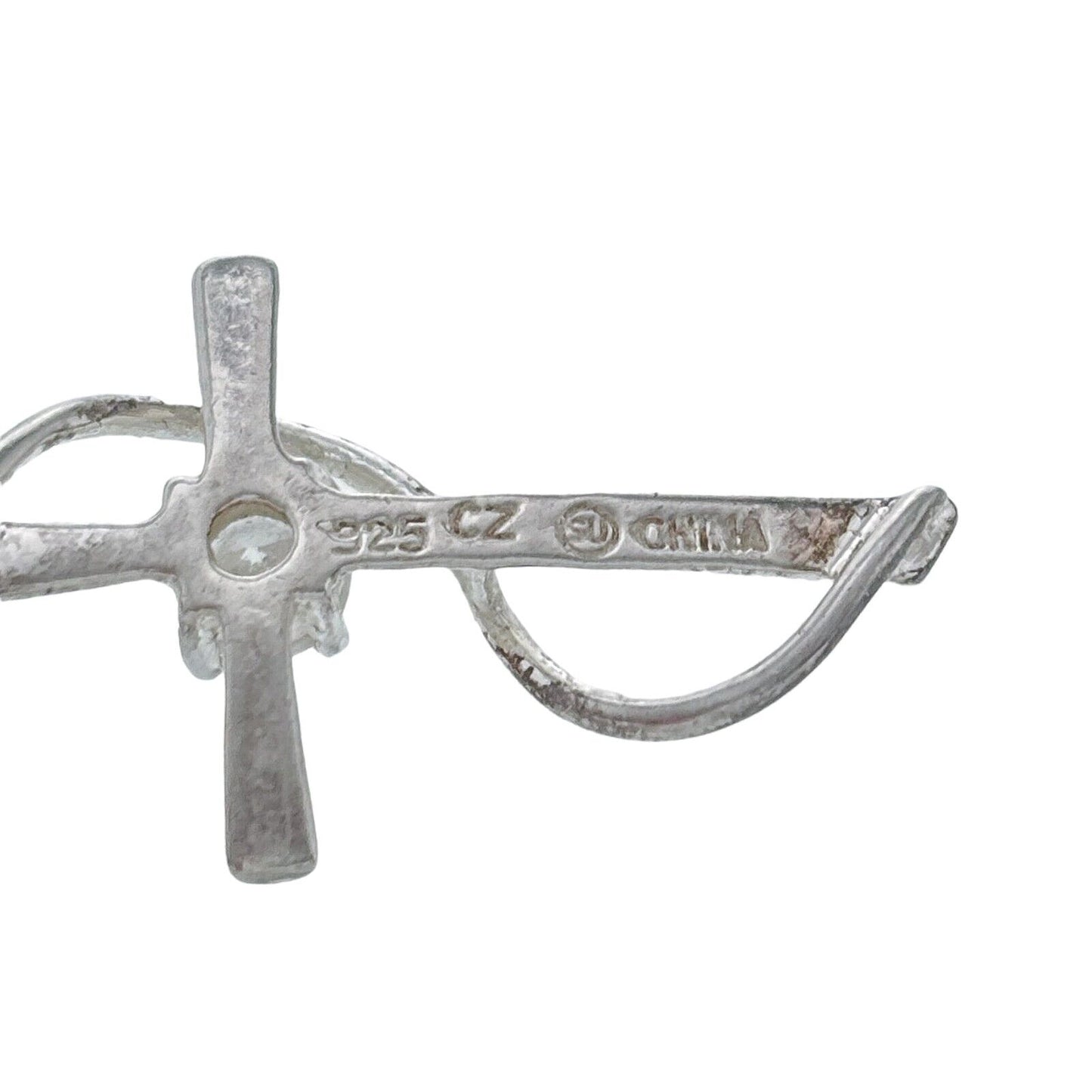 Vintage Sterling Silver 925 Cubic Zirconia Cross Pendant