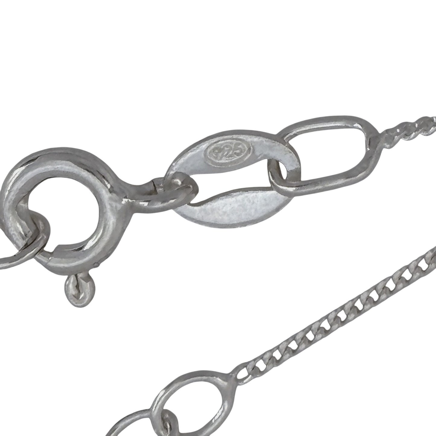 Vintage Sterling Silver 925 Curb Link Chain Necklace 16"-17.5"