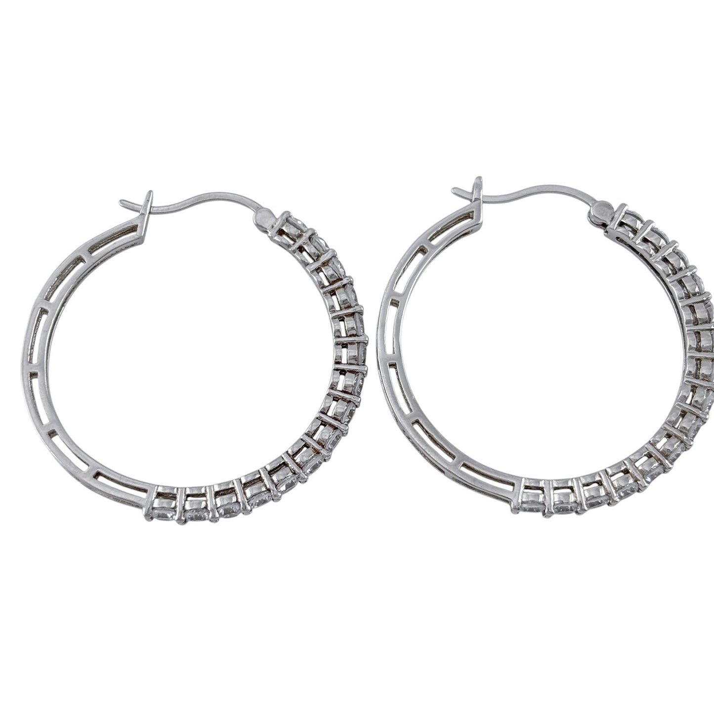 Vintage Sterling Silver 925 Cubic Zirconia Hoop Earrings