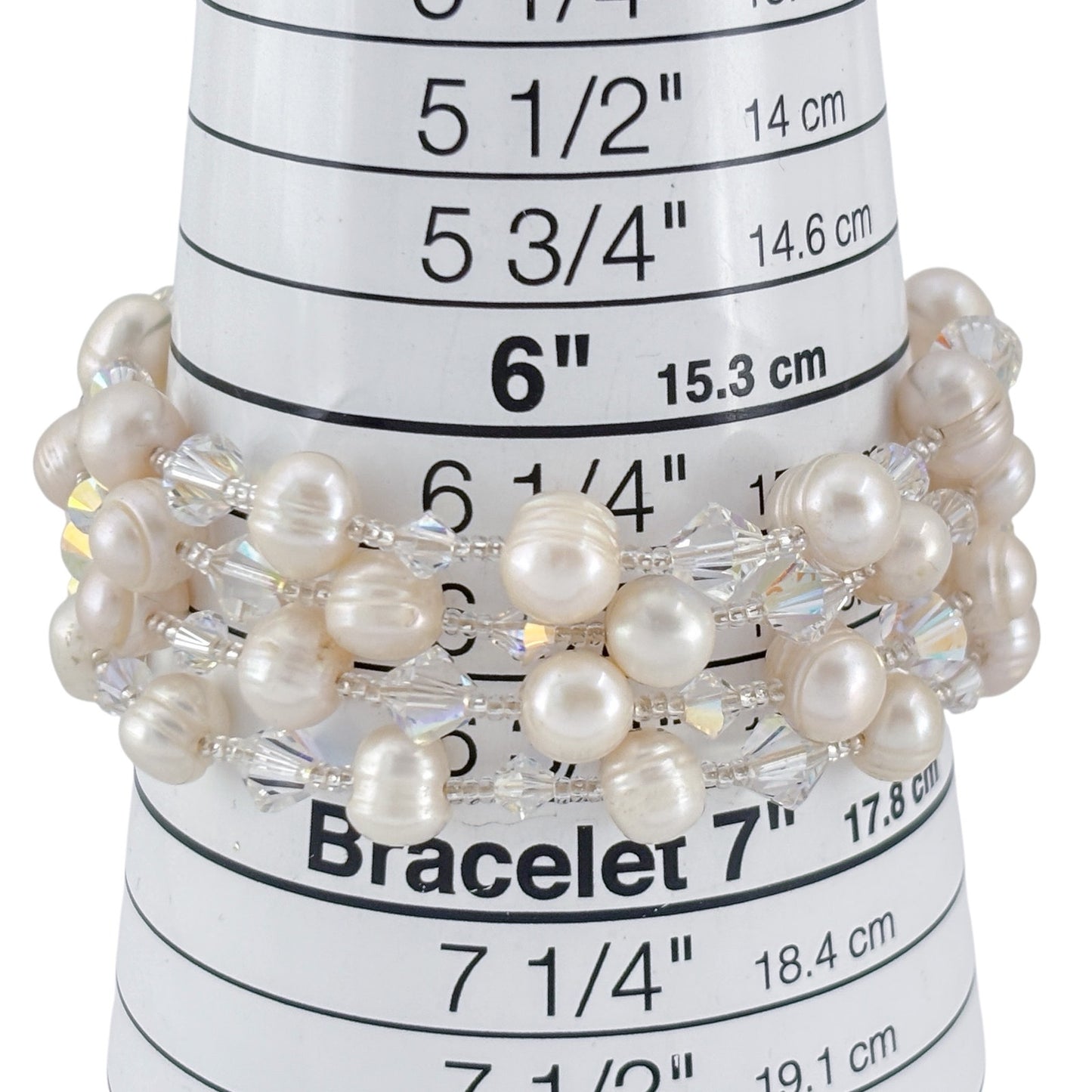 Vintage Sterling Silver 925 Pearl Crystal Bracelet 7.25"