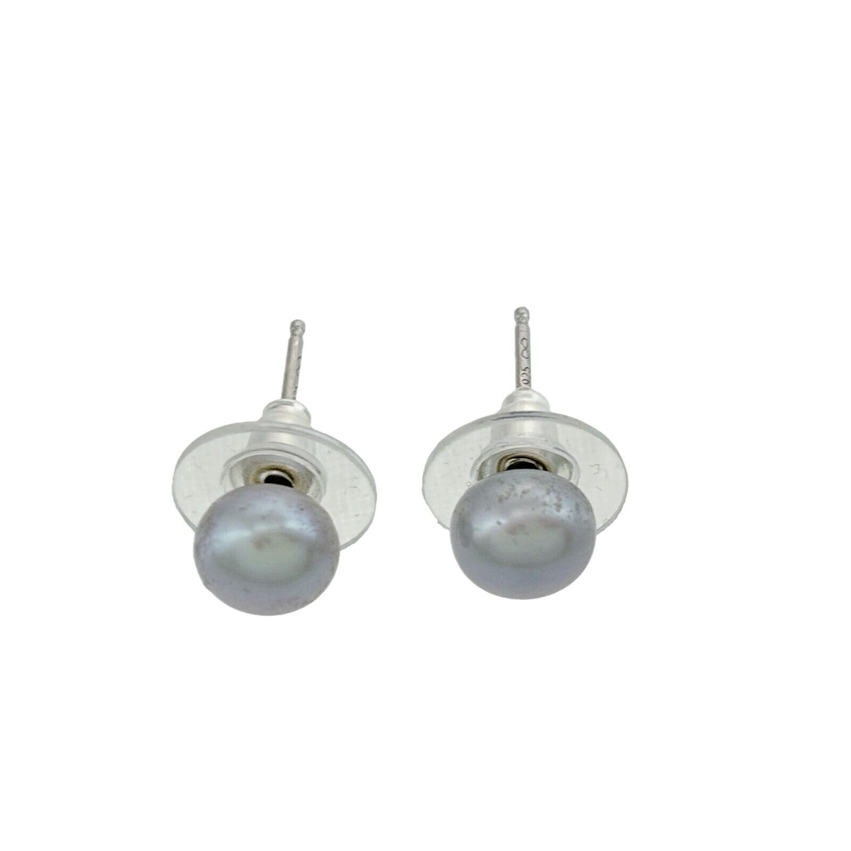 Vintage Sterling Silver 925 Gray Imitation Pearl Stud Earrings