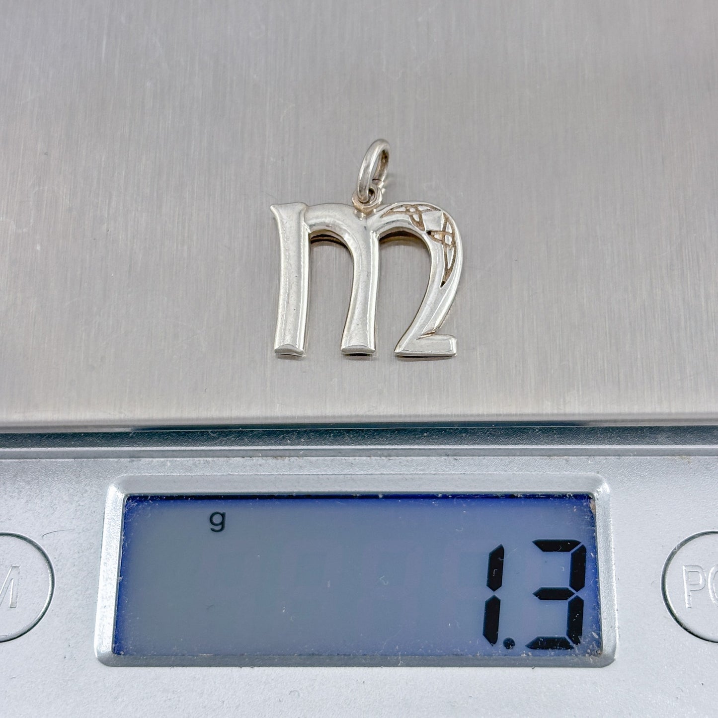 Vintage Sterling Silver 925 Celtic Letter M Pendant