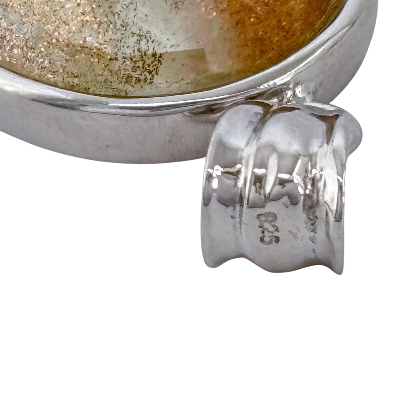 Vintage Sterling Silver 925 Gold Glitter Glass Pendant