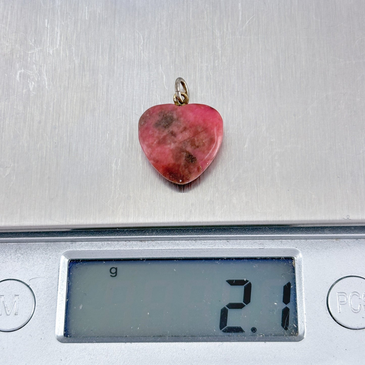 Vintage Sterling Silver 925 Rhodonite Heart Pendant