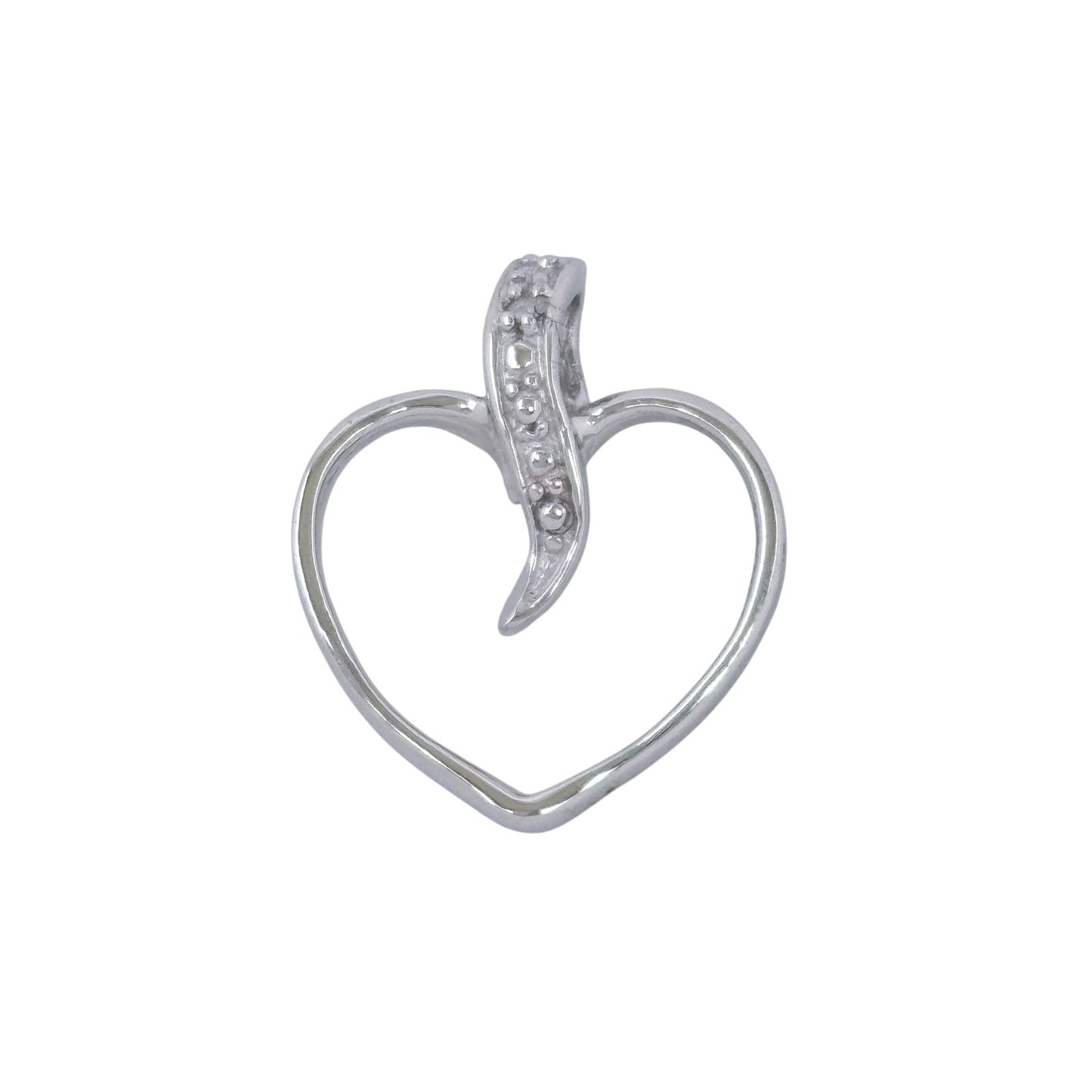 Vintage Sterling Silver 925 Metal Stud Accent Heart Pendant