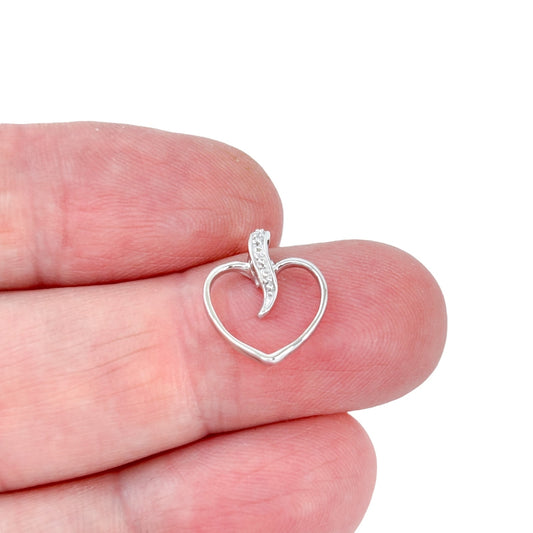 Vintage Sterling Silver 925 Metal Stud Accent Heart Pendant