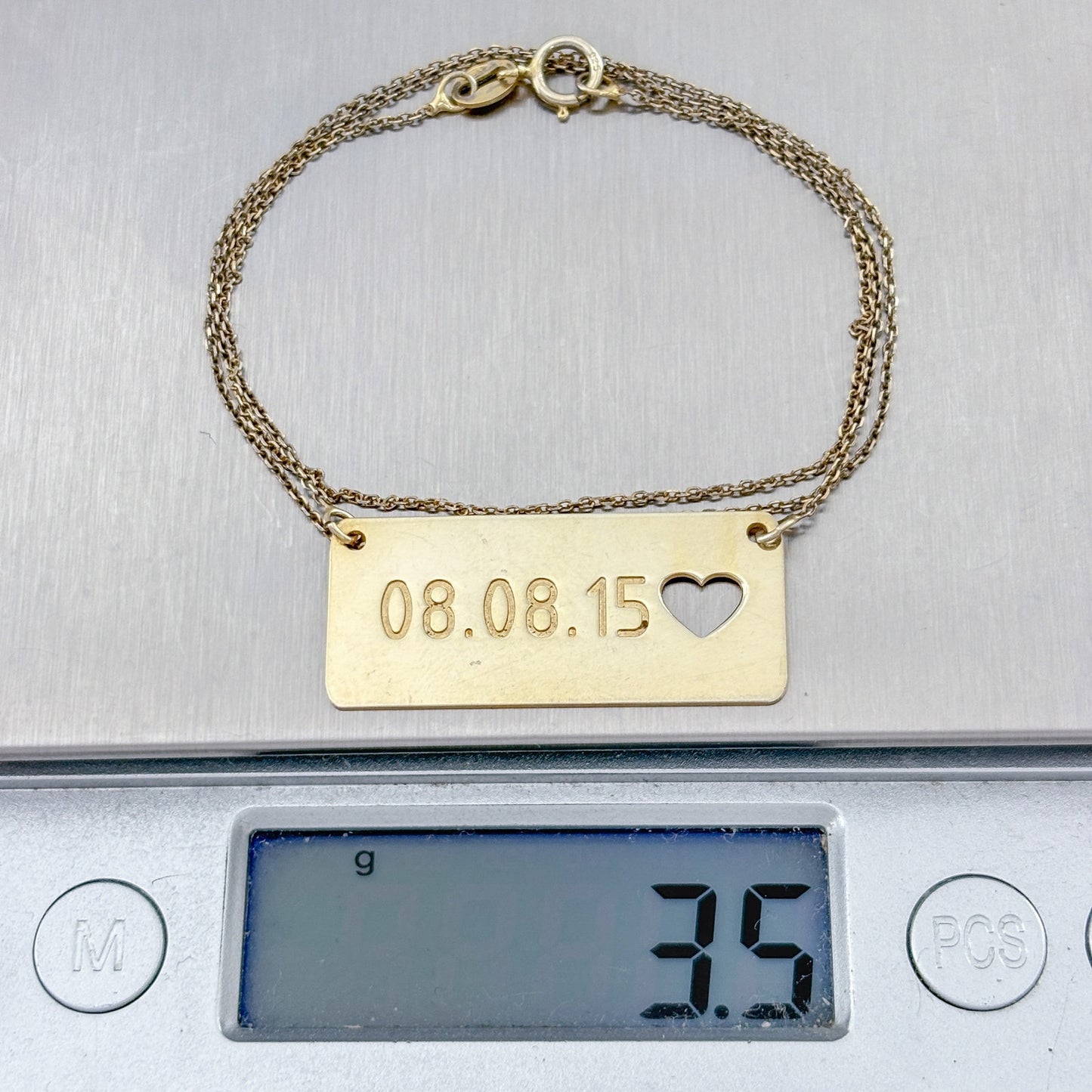 Vintage Sterling Silver 925 Date Bar Necklace 08.08.15 17"