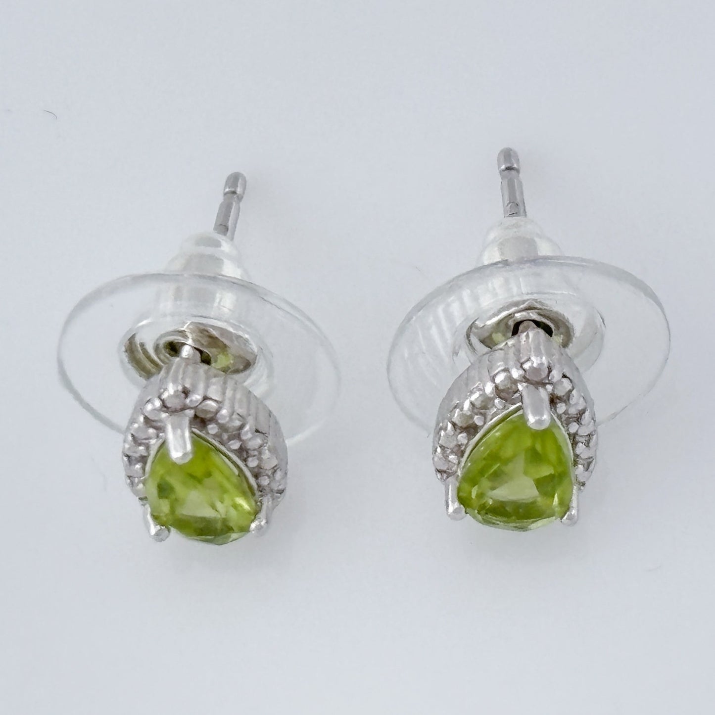 Vintage Sterling Silver 925 Peridot Teardrop Stud Earrings