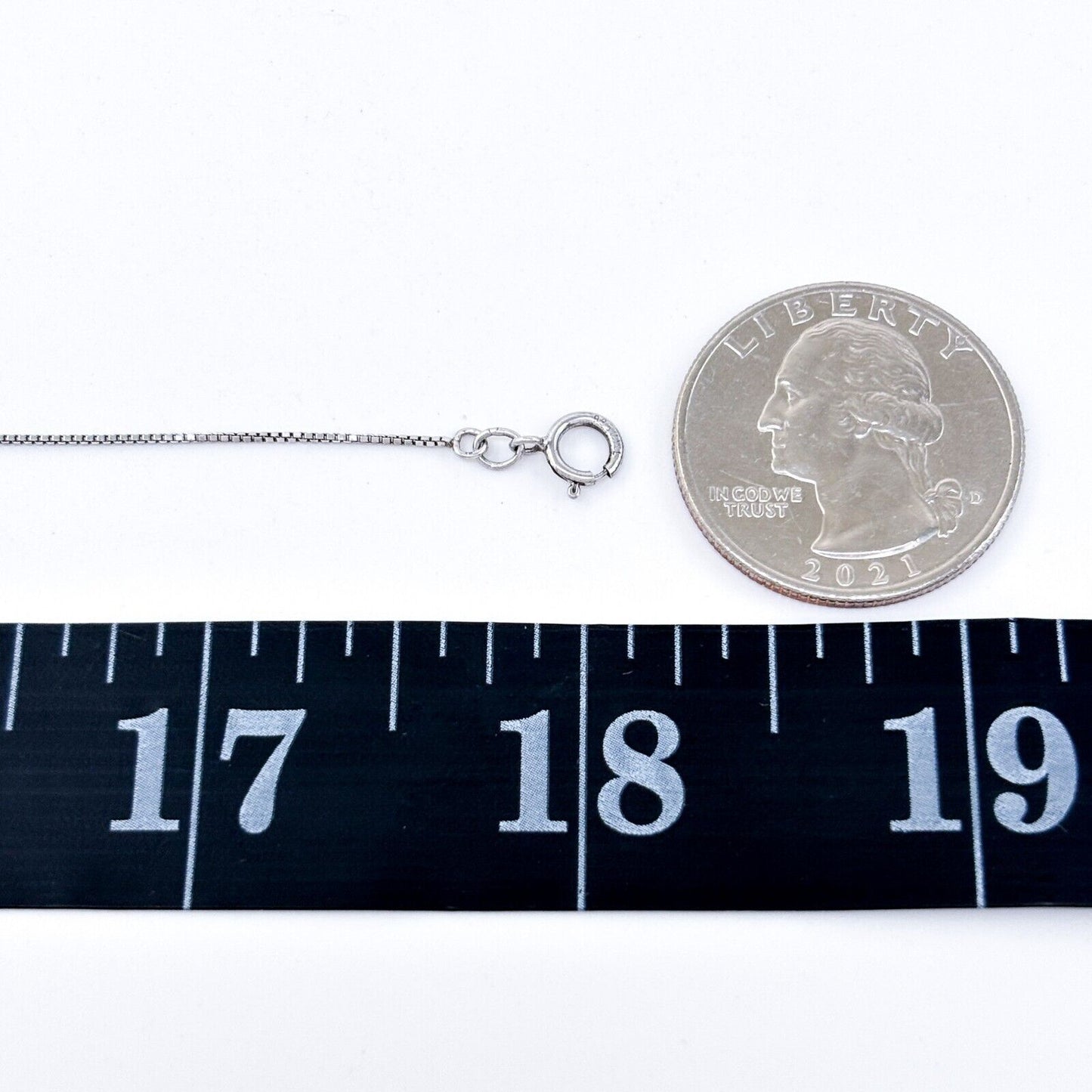 Vintage Sterling Silver 925 0.7mm Box Chain Necklace 18"