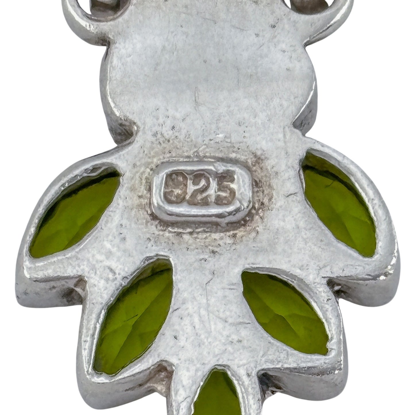 Vintage Sterling Silver 925 Green Purple Crystal Pendant