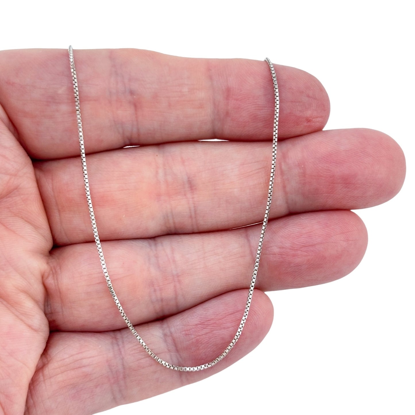 Vintage Italy Sterling Silver 925 Box Link Chain Necklace 18"