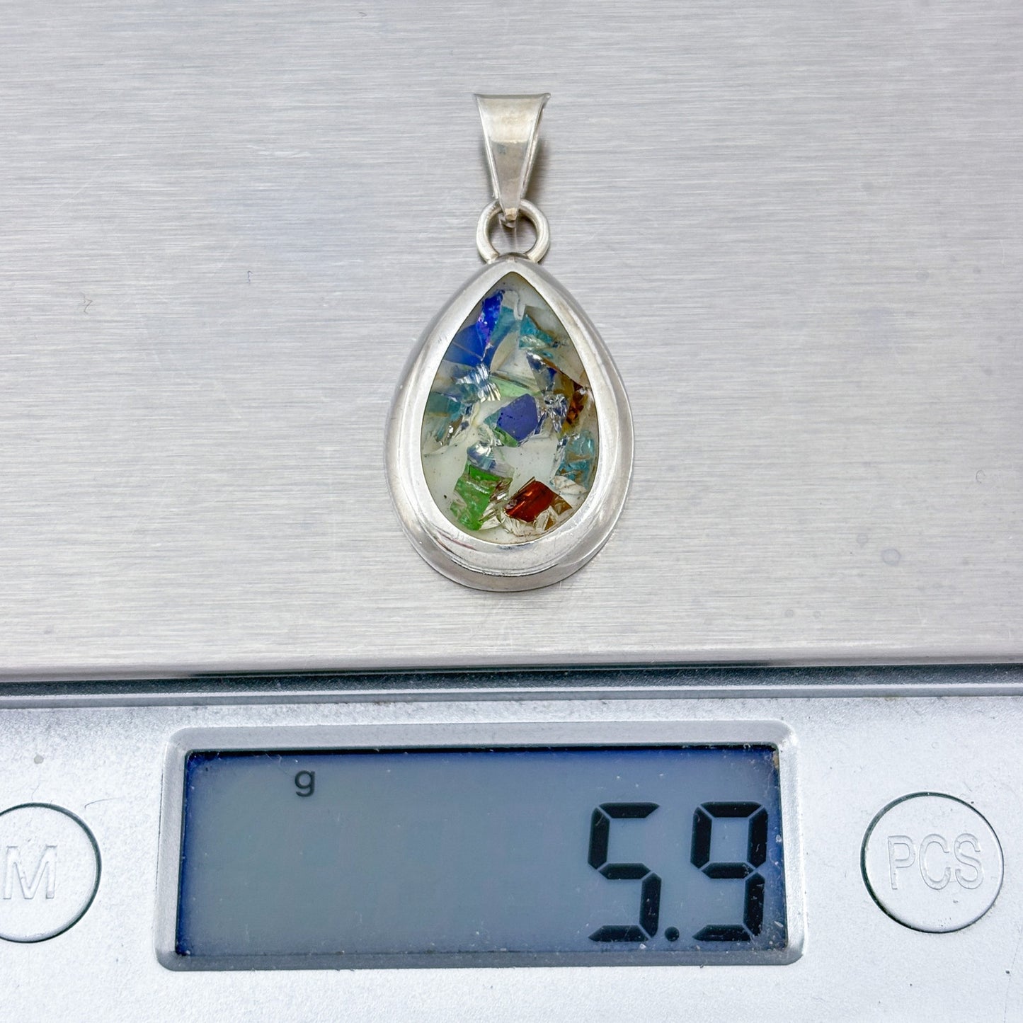 Vintage Sterling Silver 925 Dichroic Glass Pendant