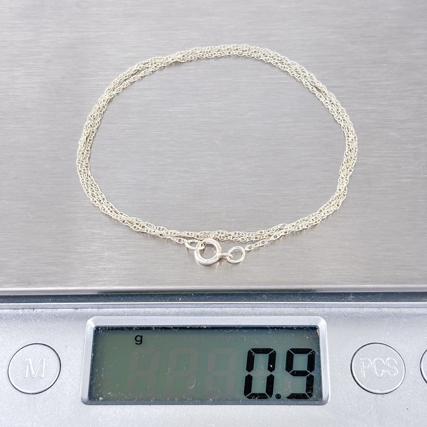 Vintage Sterling Silver 925 Rope Chain Necklace 18.5”