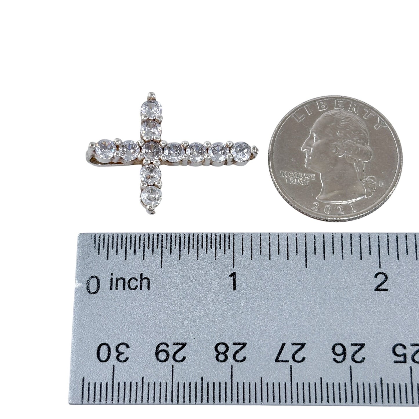 Vintage Sterling Silver 925 Cubic Zirconia Cross Pendant
