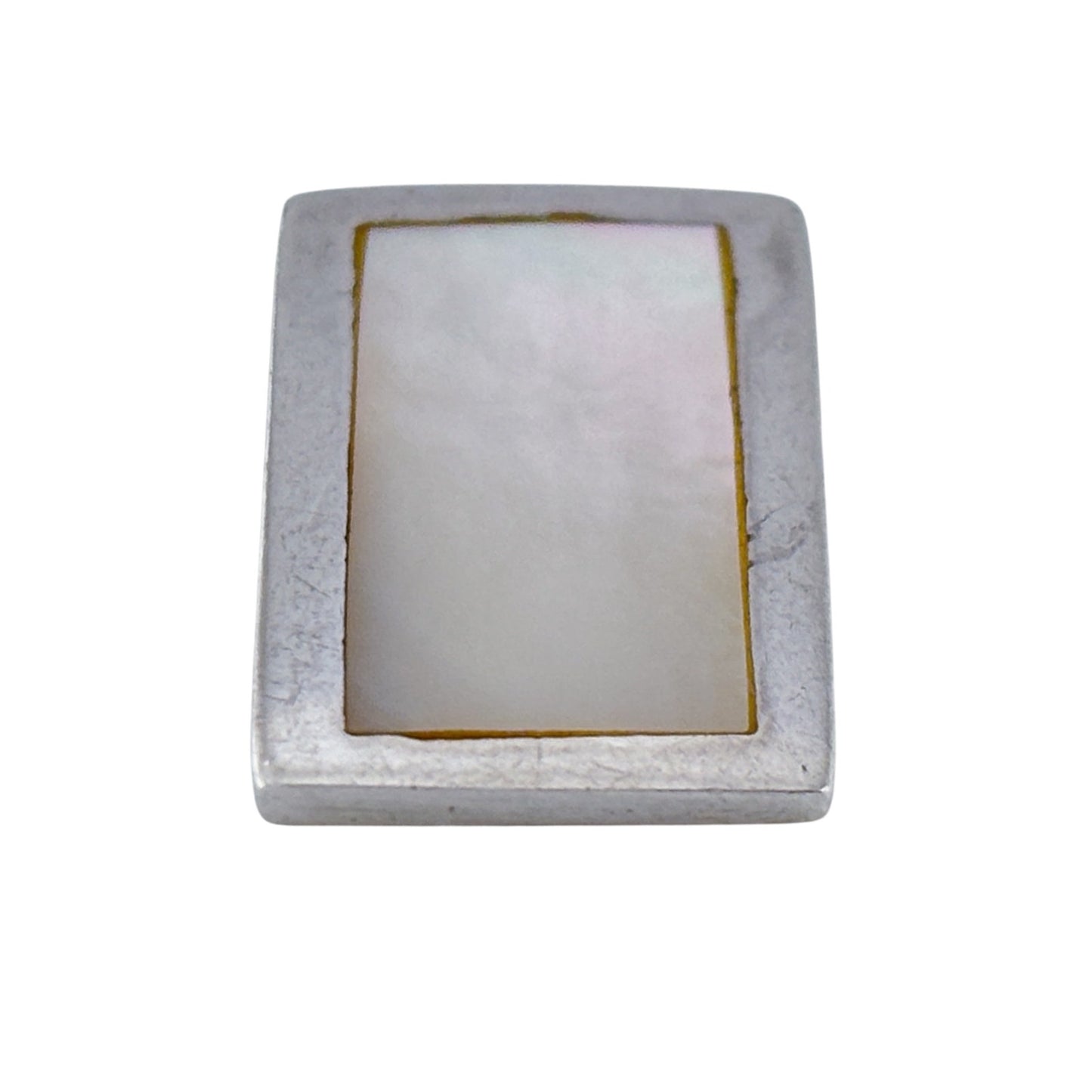 Vintage Sterling Silver 925 Mother of Pearl Rectangle Pendant