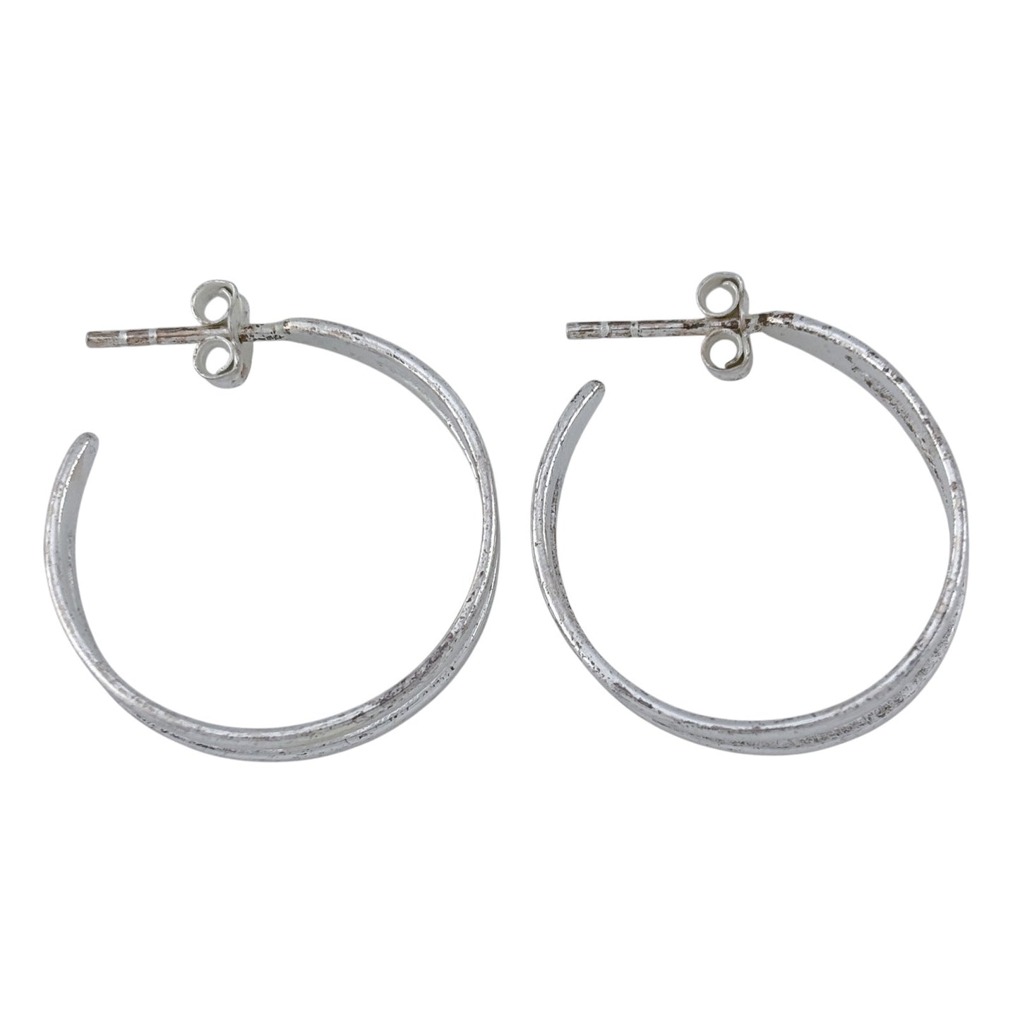 Vintage Sterling Silver 925 Double Band Hoop Earrings