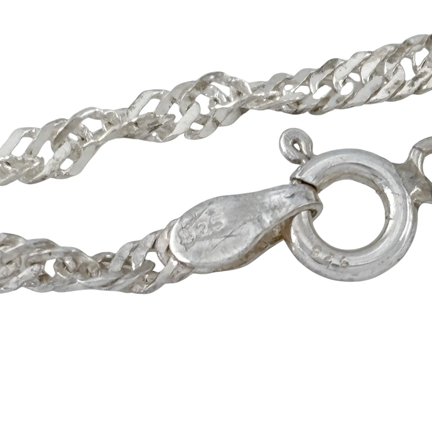 Vintage Italian Sterling Silver 925 Singapore Chain Necklace 17.5"