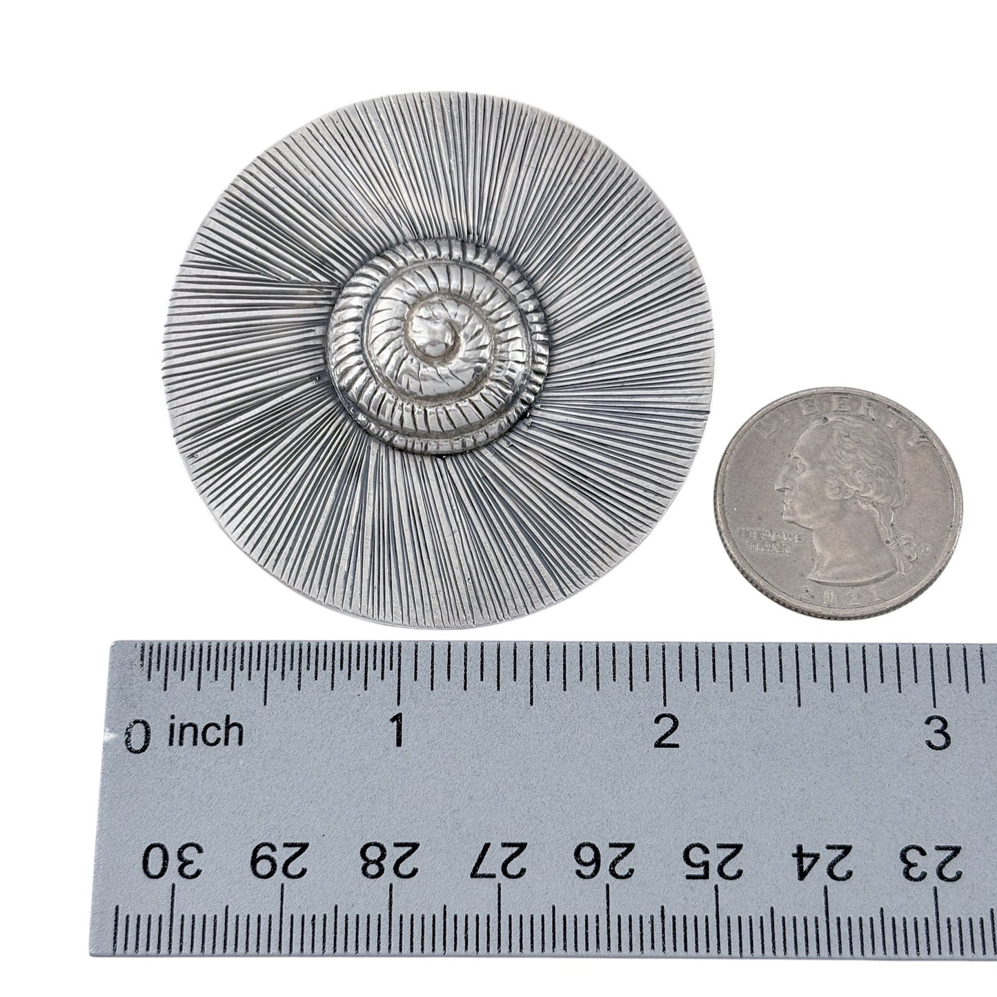 Vintage Sterling Silver 925 Spiral Disk Pendant