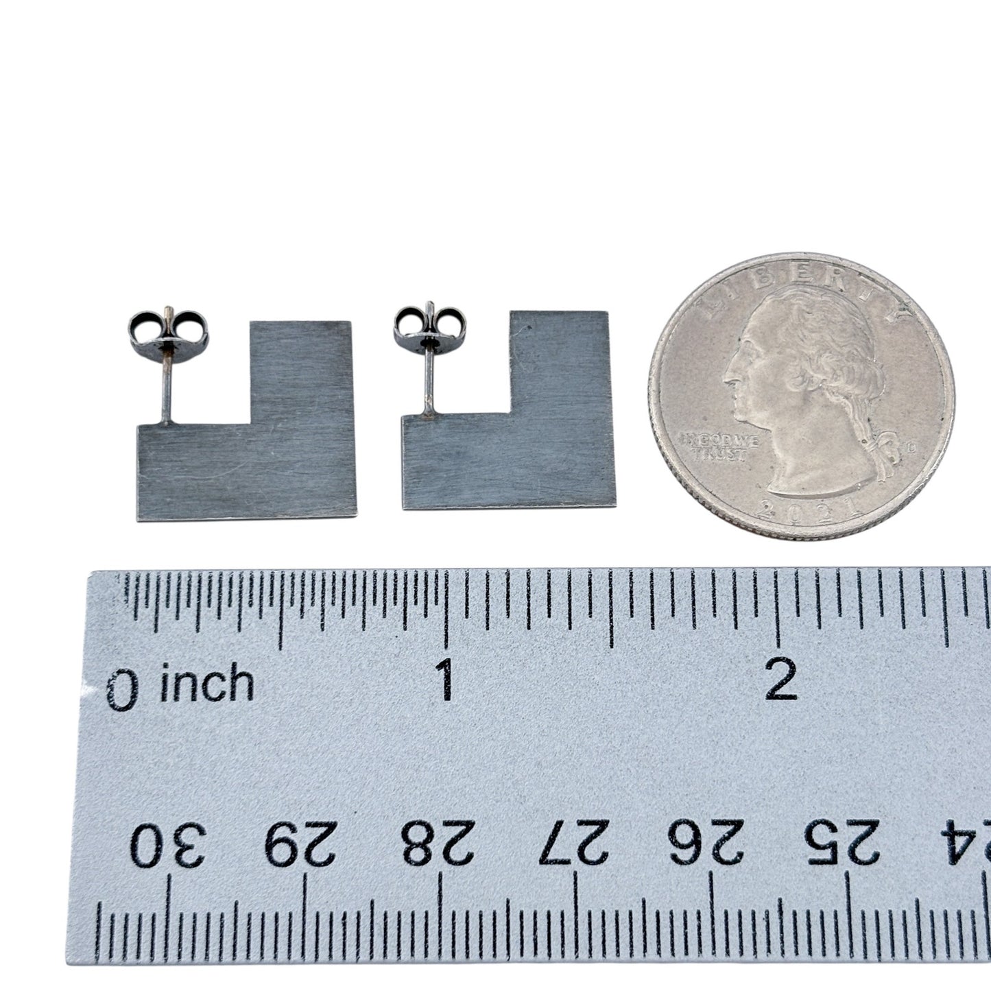 Vintage Sterling Silver 925 L Shaped Earrings