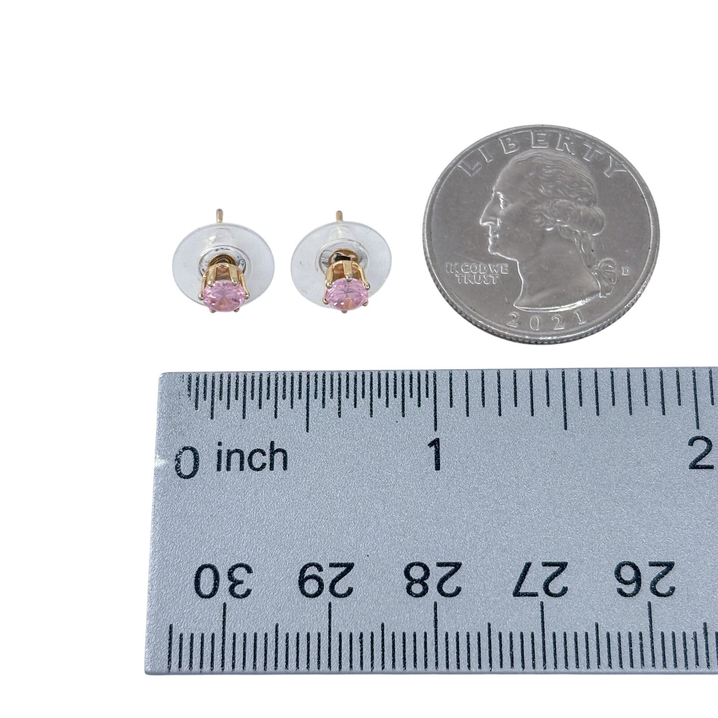 Vintage Sterling Silver 925 Pink Cubic Zirconia Stud Earrings
