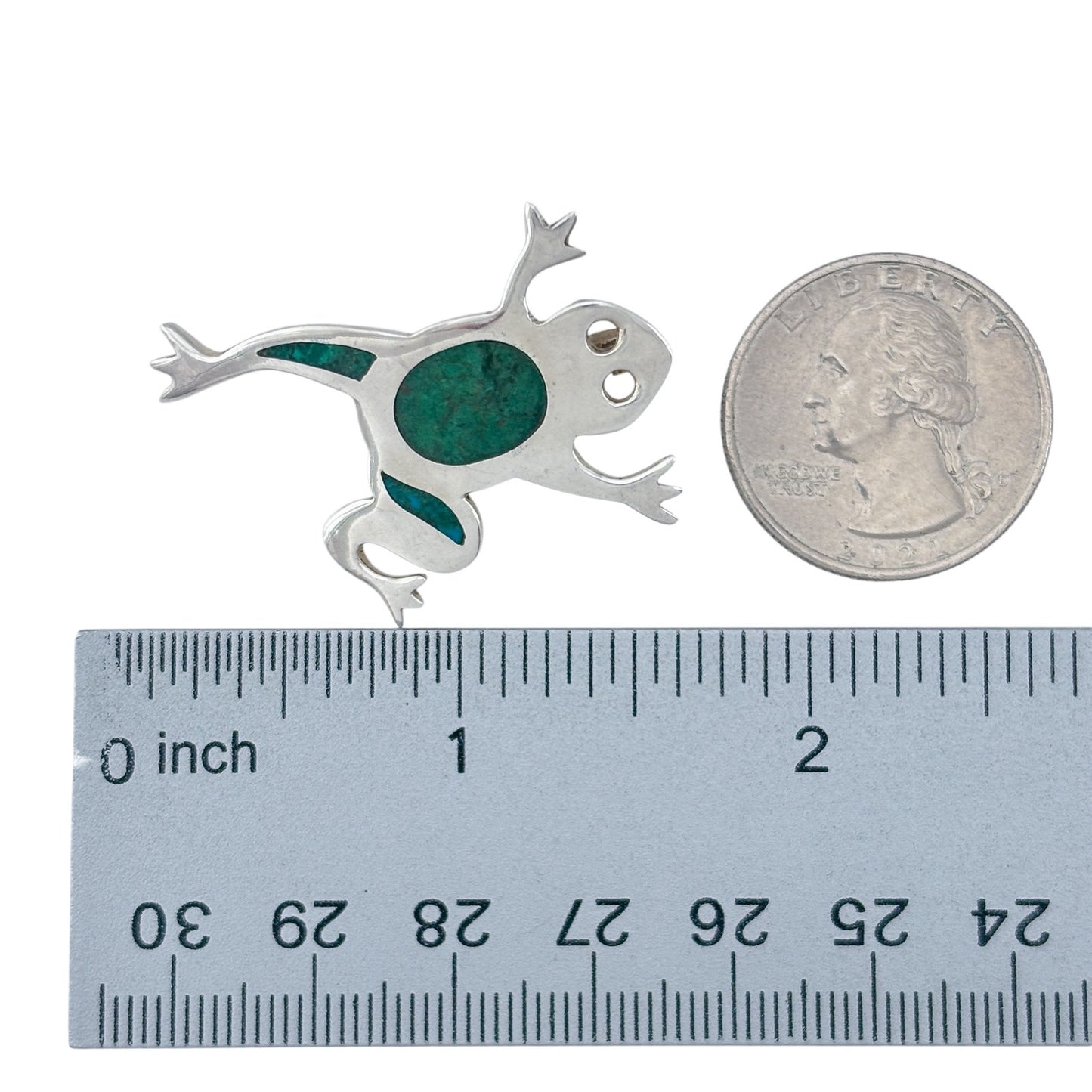 Vintage Sterling Silver 925 Turquoise Frog Pendant
