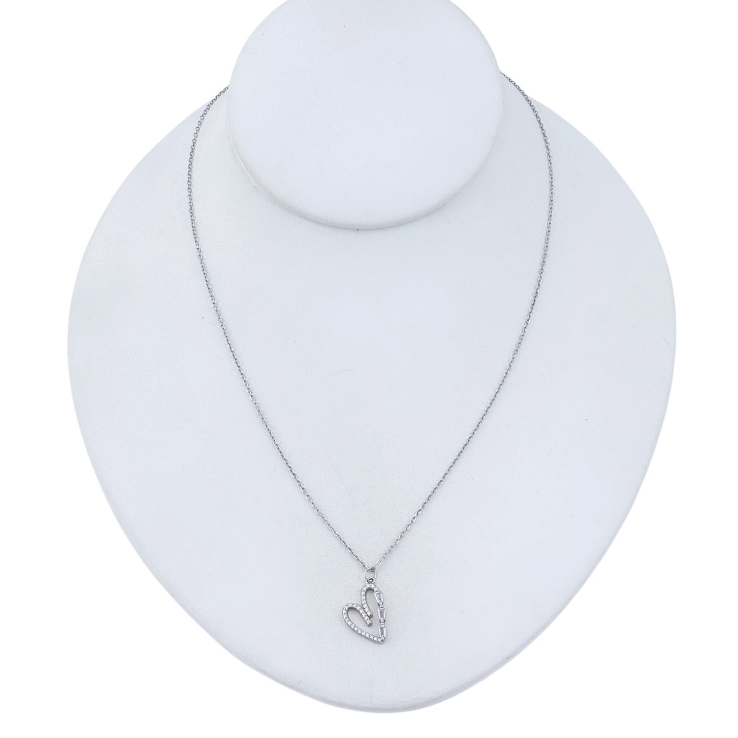 Vintage Sterling Silver 925 Heart Pendant Necklace 16.5"-18"