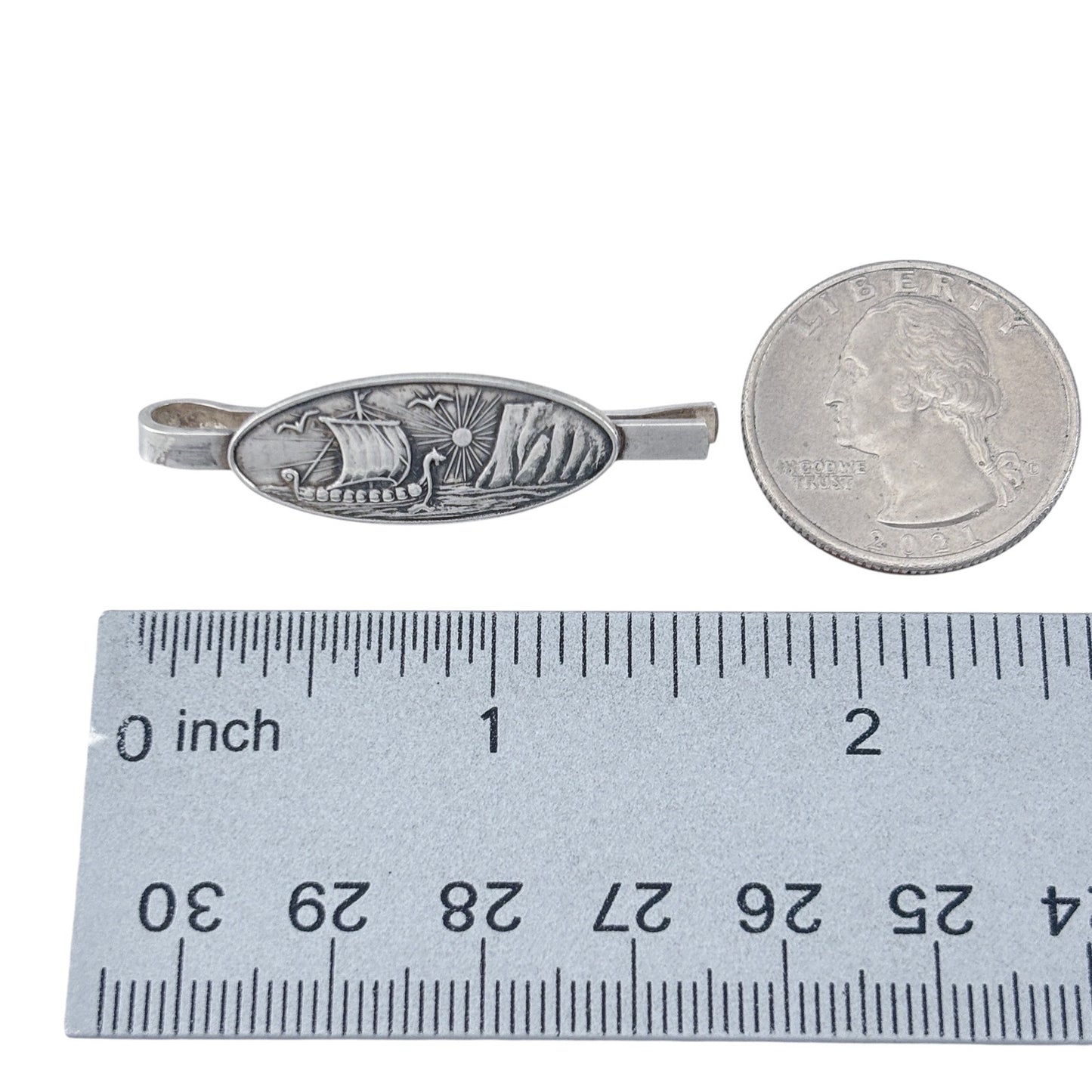 Vintage 830 Silver Viking Ship Tie Clip