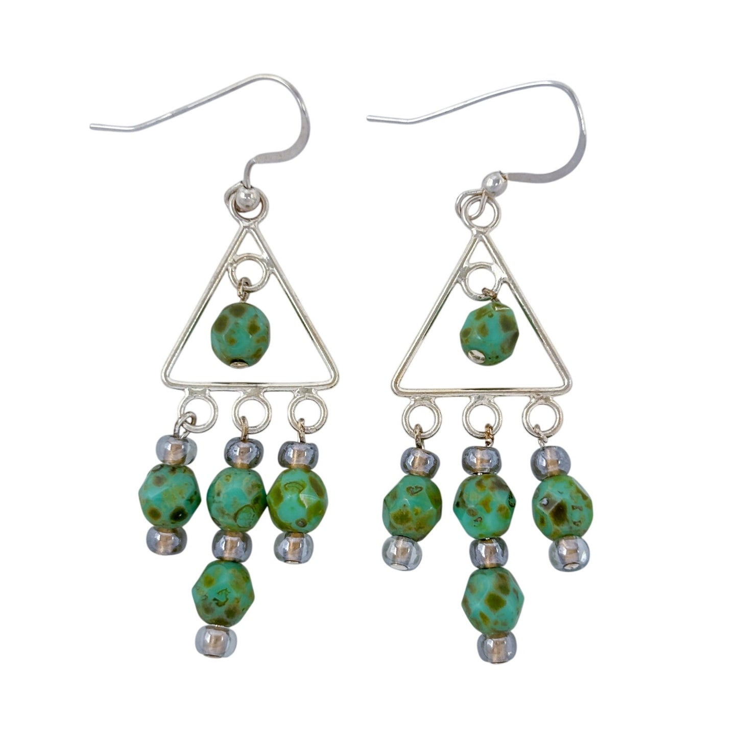 Estate Sterling Silver 925 Turquoise Chandelier Dangle Earrings