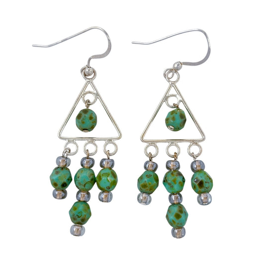 Estate Sterling Silver 925 Turquoise Chandelier Dangle Earrings