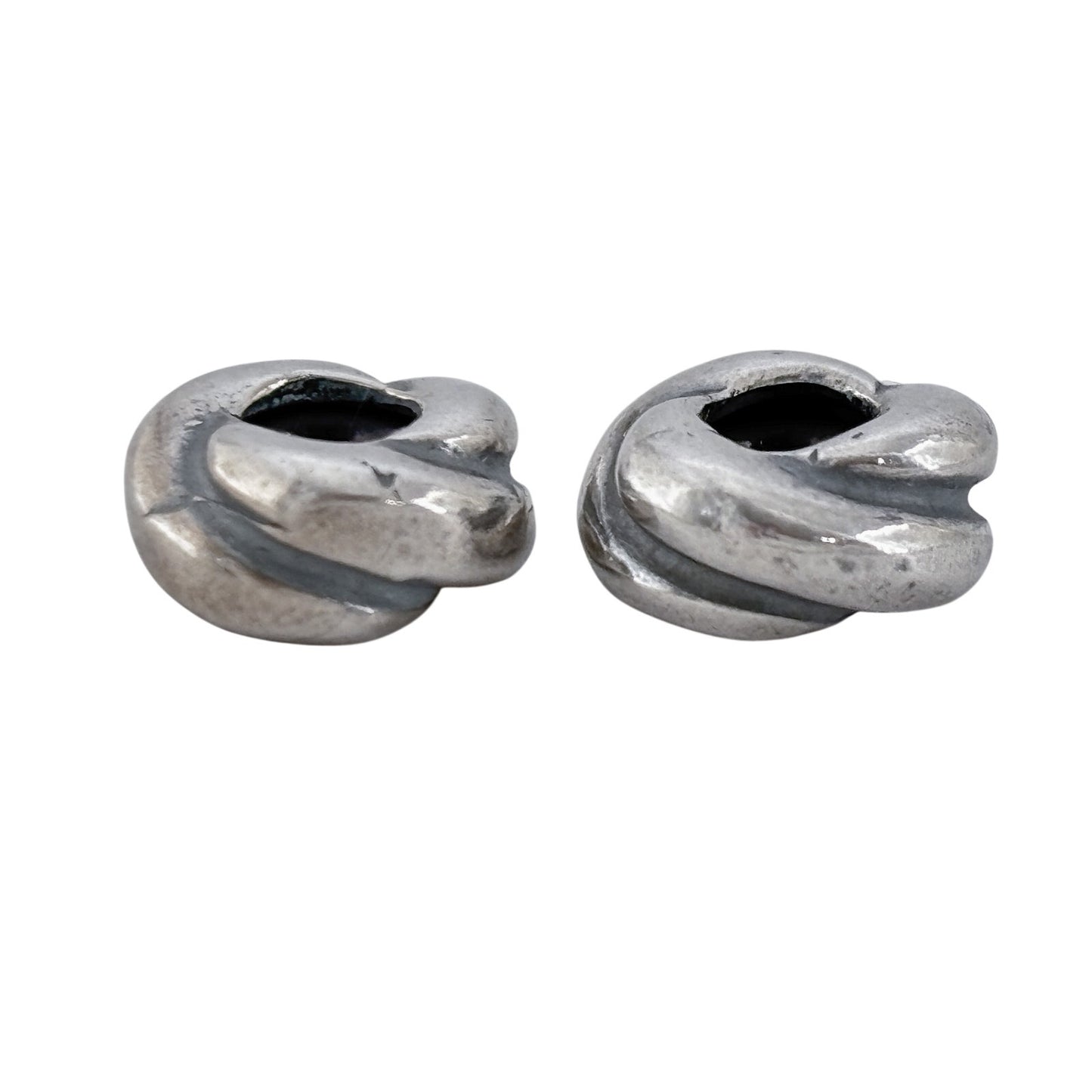 Vintage Sterling Silver 925 Italy Swirl Spacer Beads Pair