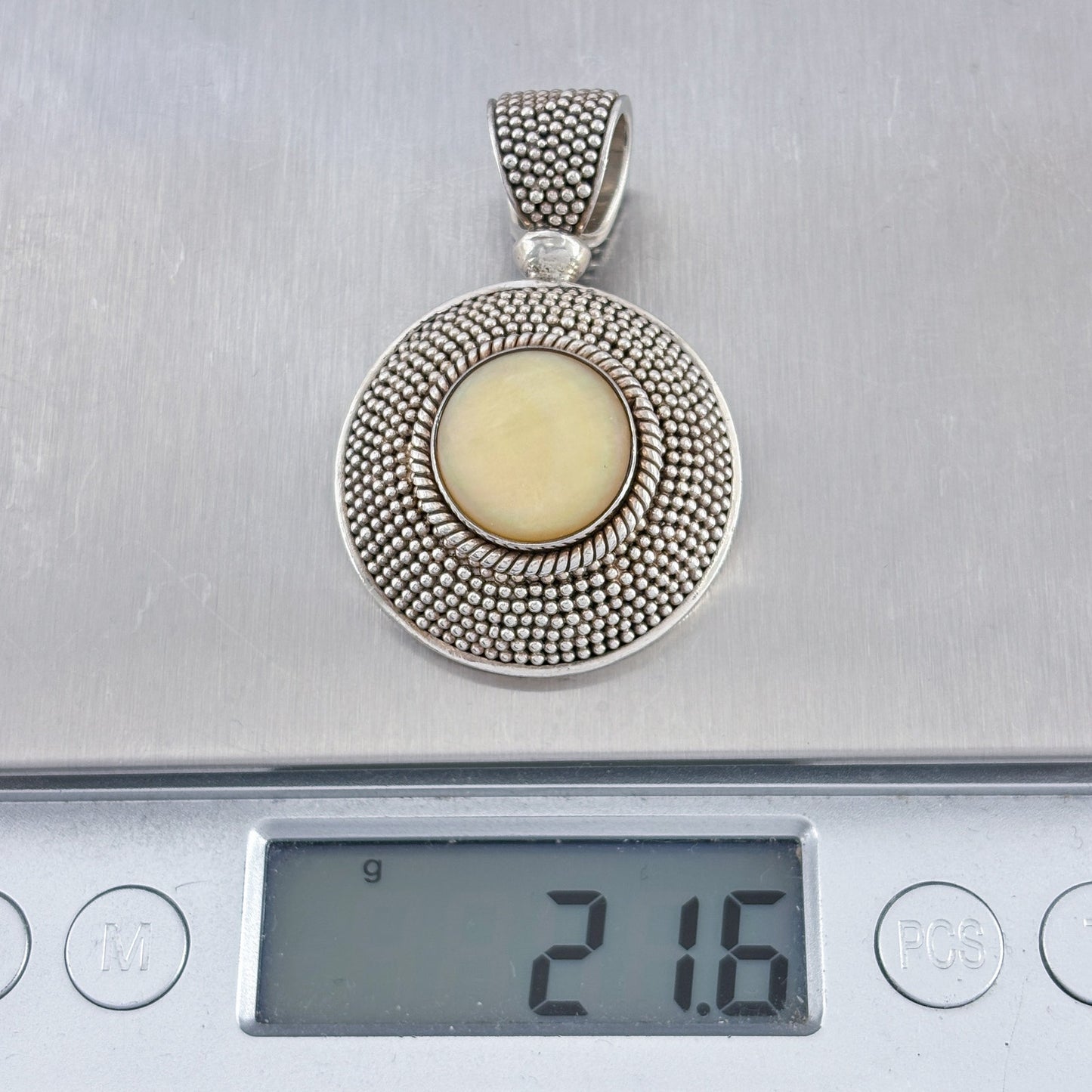 Vintage Sterling Silver 925 Mother of Pearl Pendant