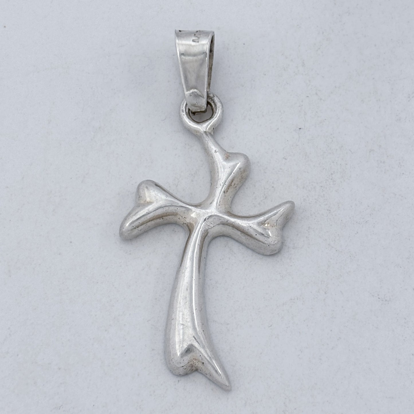 Vintage Sterling Silver 925 Organic Cross Pendant