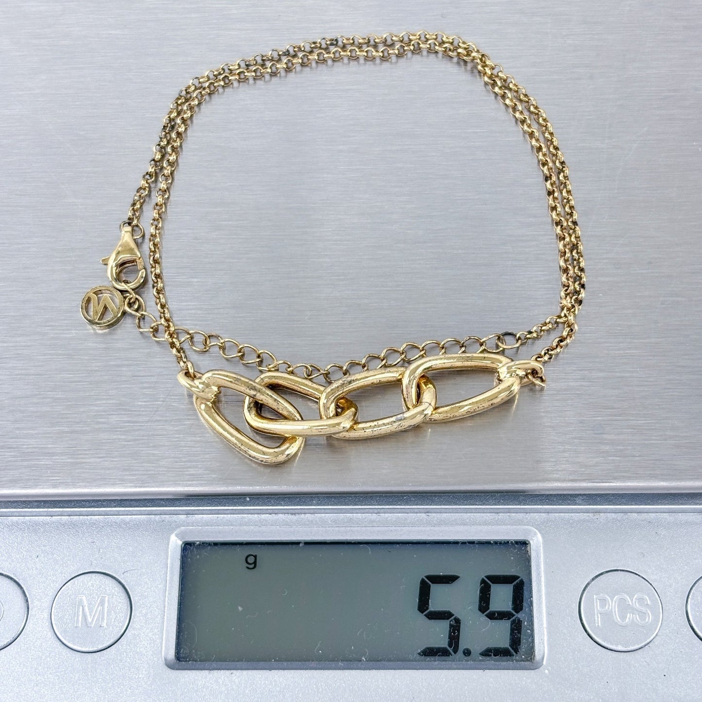 Gold-Tone Sterling Silver 925 Paperclip Link Chain Necklace 11.5"-13.5"