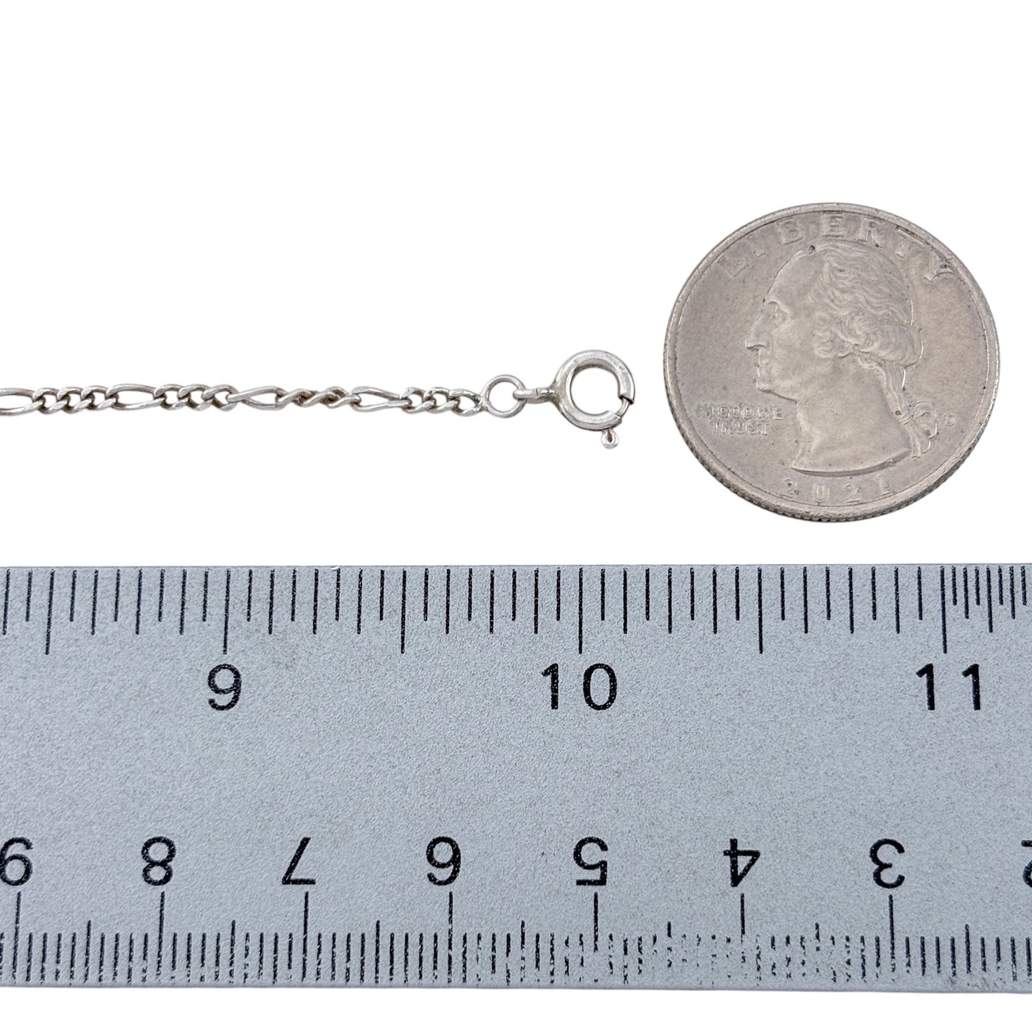 Vintage Sterling Silver 925 Figaro Chain Anklet 10"