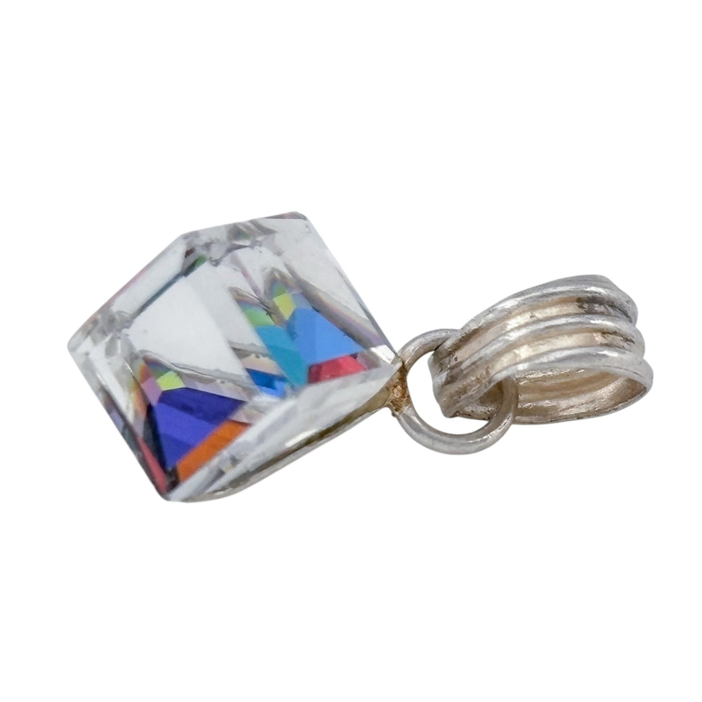 Vintage Sterling Silver 925 Rainbow Crystal Pendant