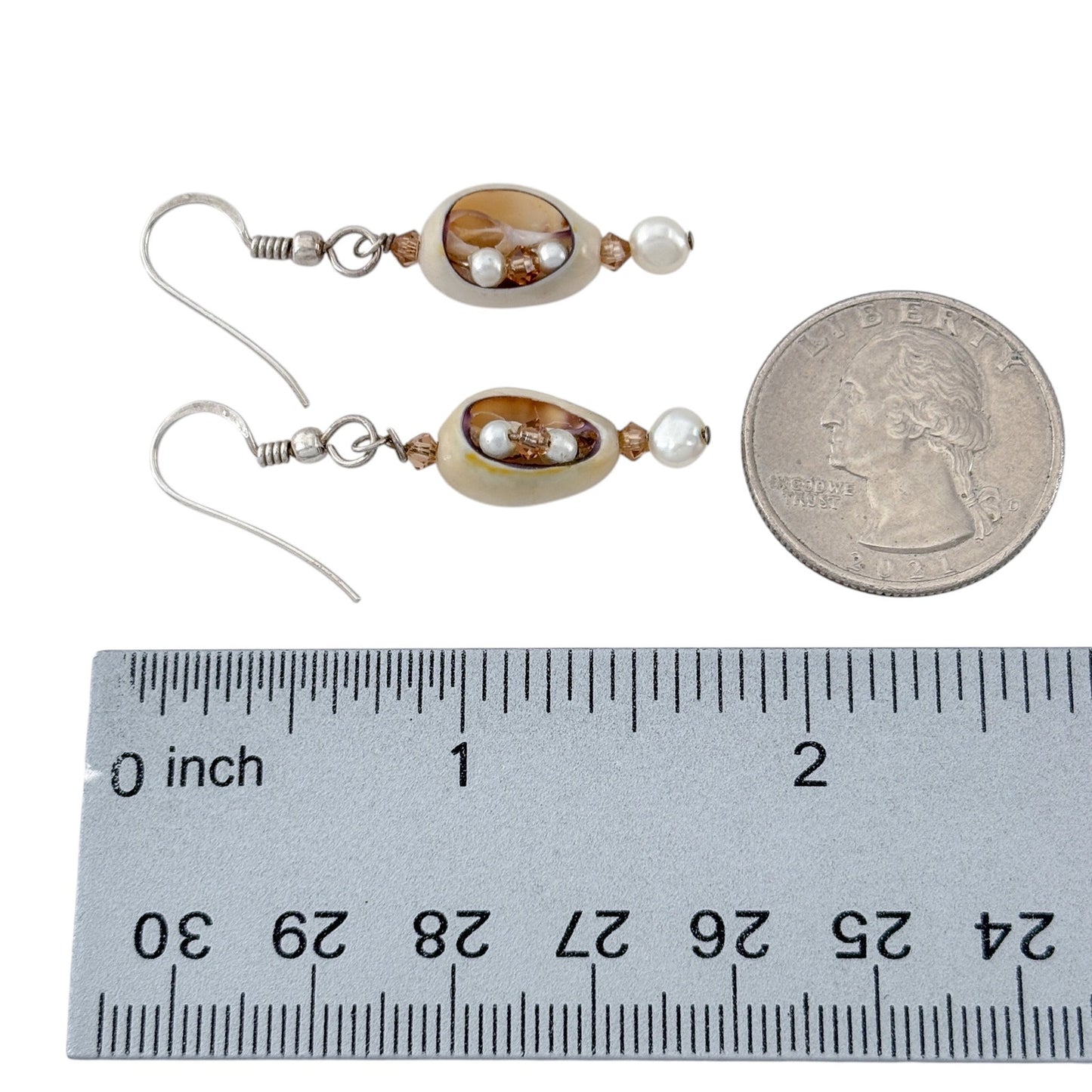 Vintage Sterling Silver 925 Pearl Shell Earrings