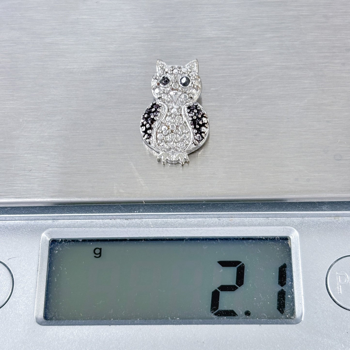 Vintage Sterling Silver 925 Cubic Zirconia Owl Pendant
