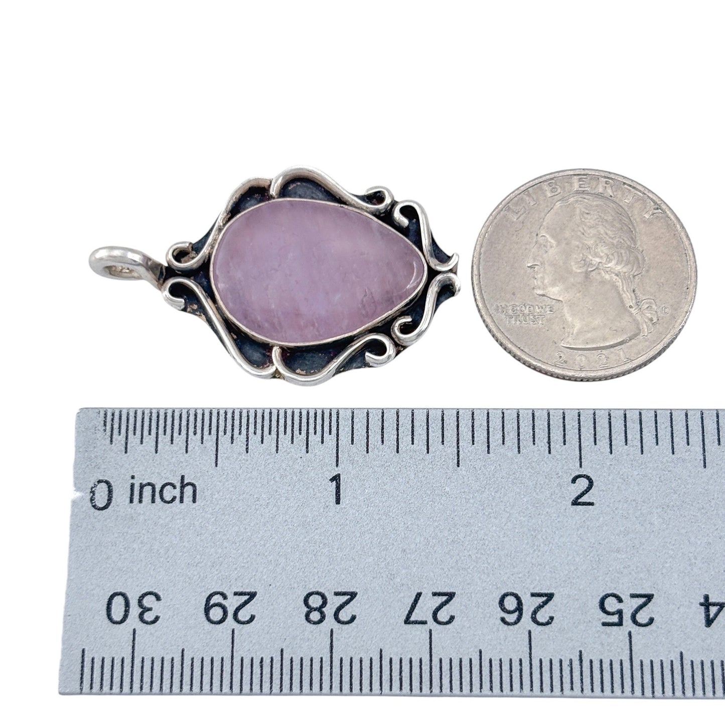 Vintage Sterling Silver 925 Rose Quartz Pendant