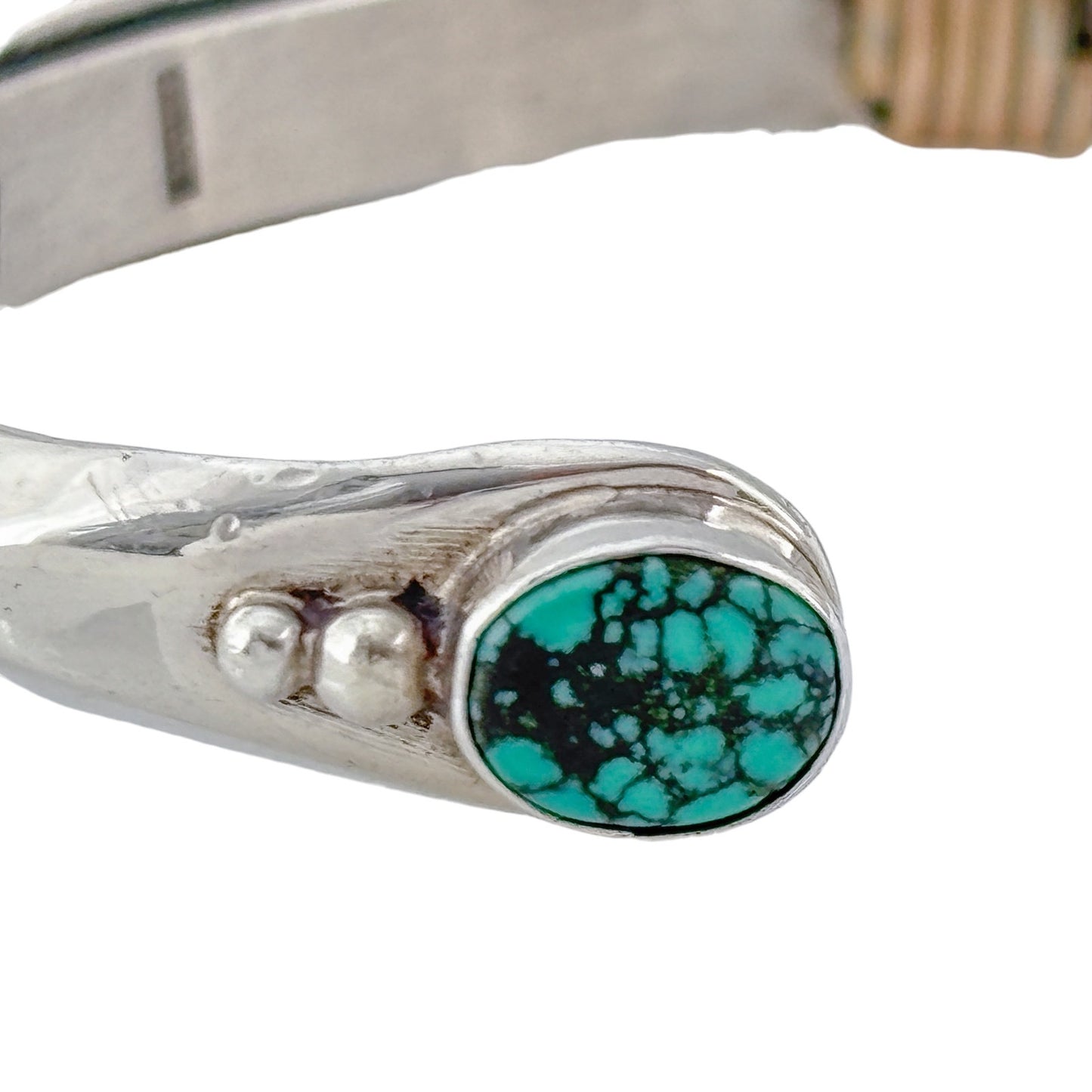 Vintage E. Piaso Navajo Sterling Silver 925 Black Web Turquoise Cuff Bracelet 6"