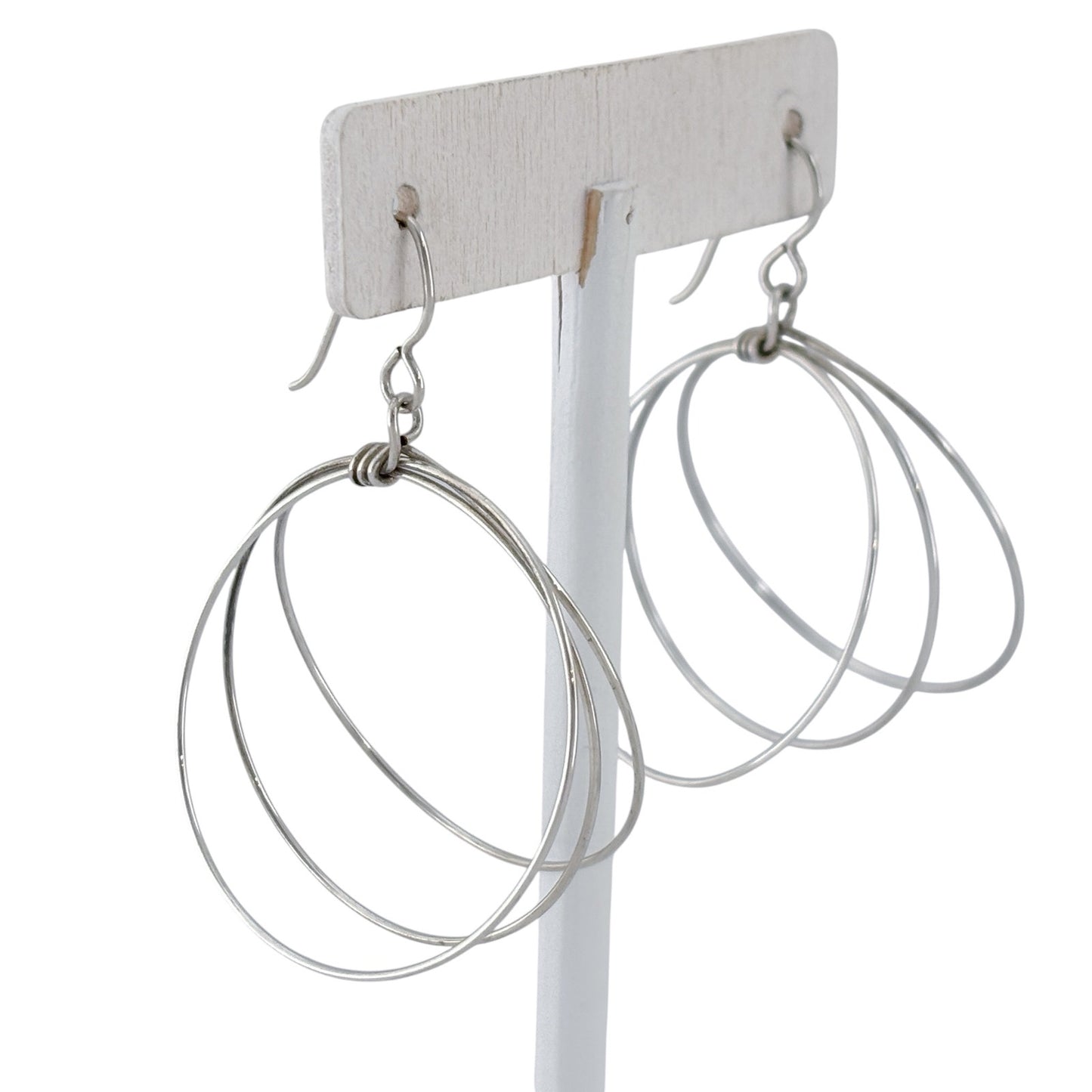 Vintage Sterling Silver 925 Multi Hoop Dangle Earrings