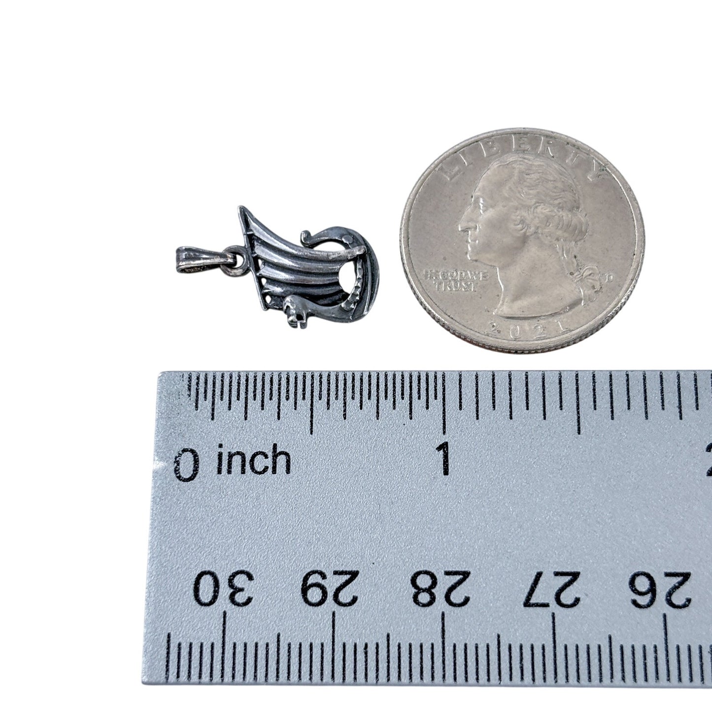 Vintage Sterling Silver 925 Norse Viking Boat Dragonship Seafarer Charm