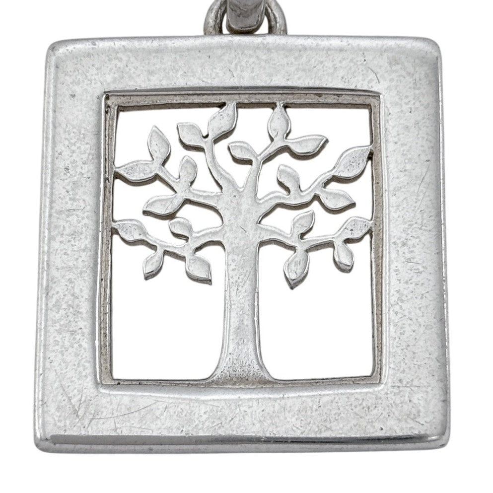 Vintage Sterling Silver 925 Tree of Life Square Pendant