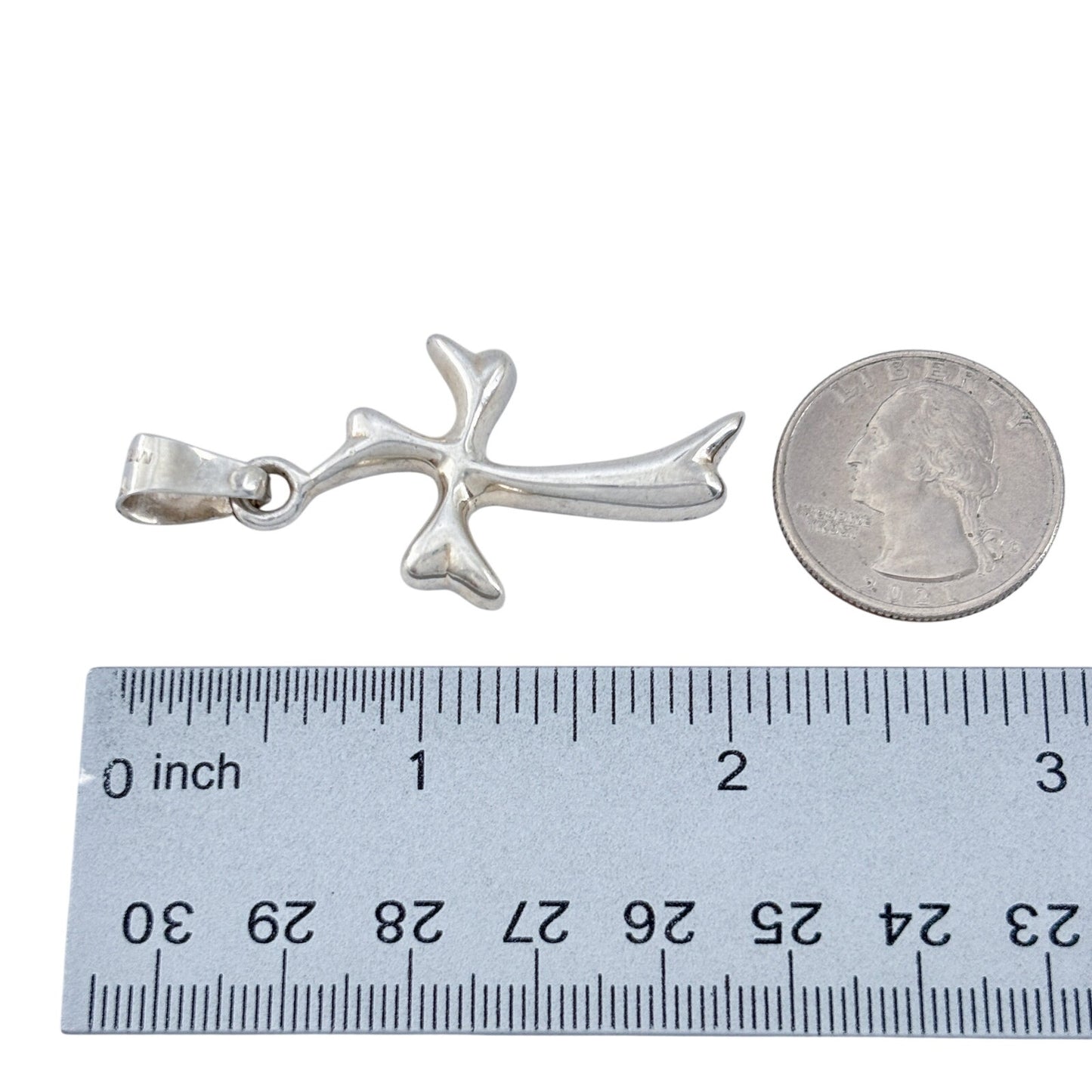 Vintage Sterling Silver 925 Organic Cross Pendant